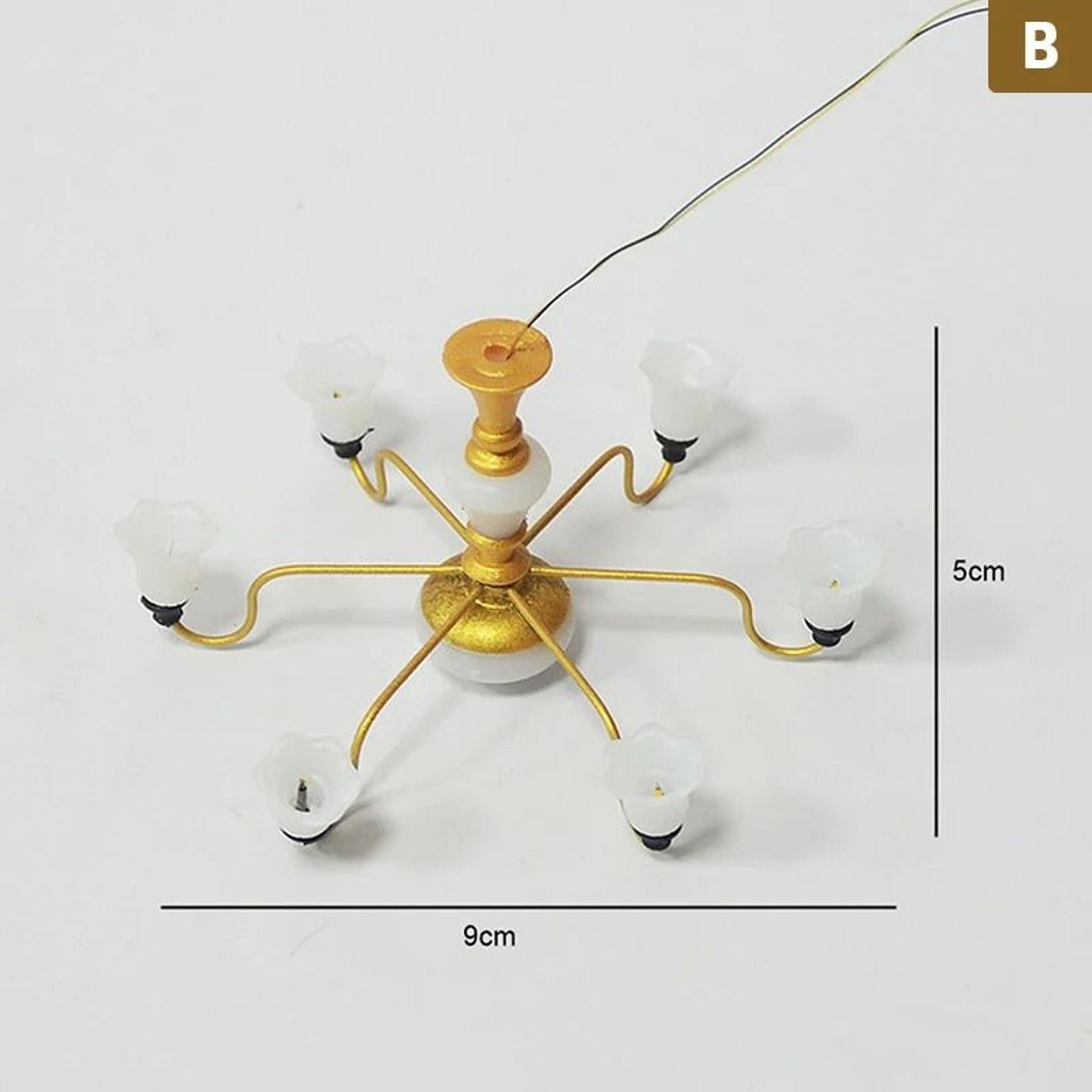 Mini LED Dollhouse Ceiling Chandelier 3V Realistic Light For DIY Miniature Scenes 8
