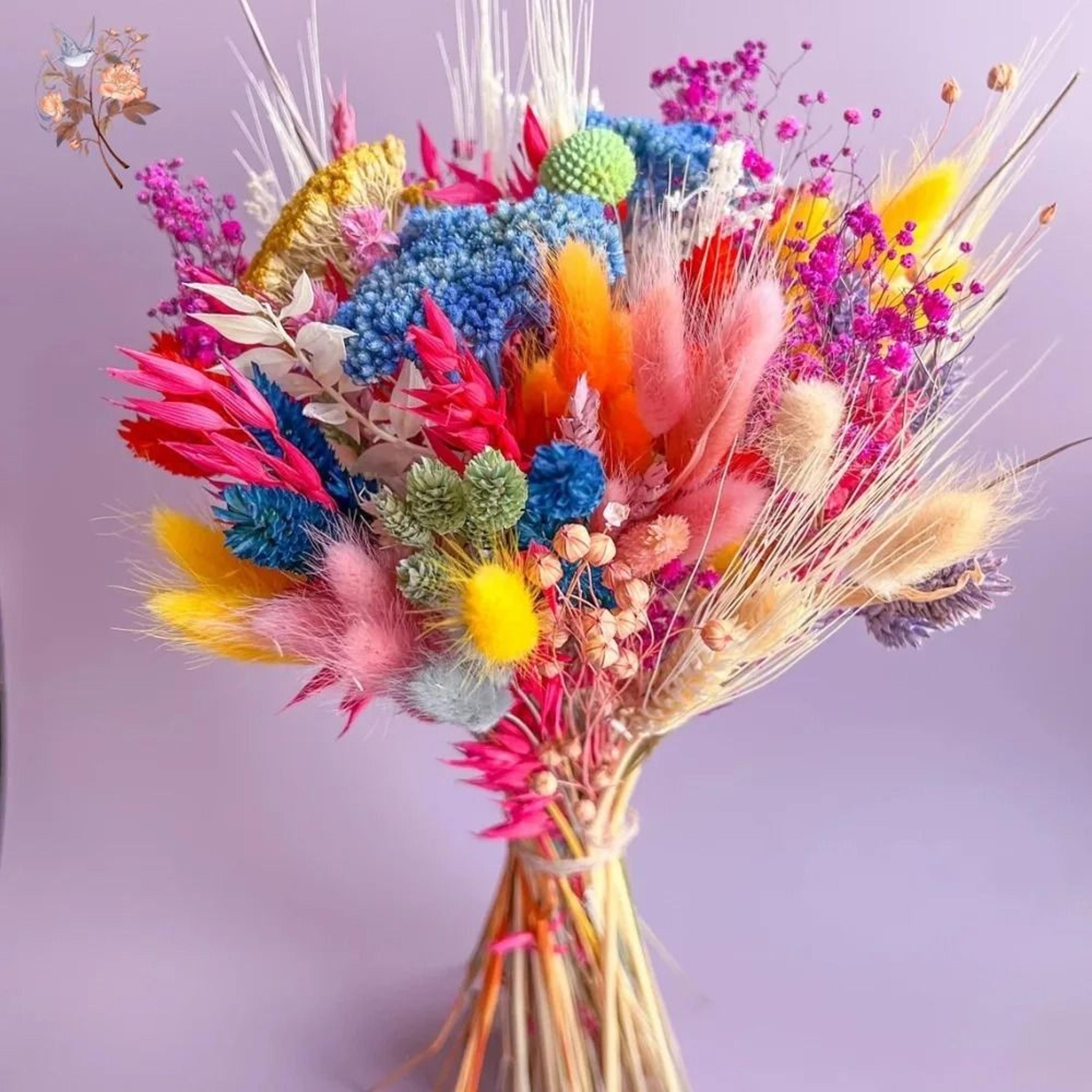 boho preserved pampas & baby's breath bridal bouquet for wedding & home decor