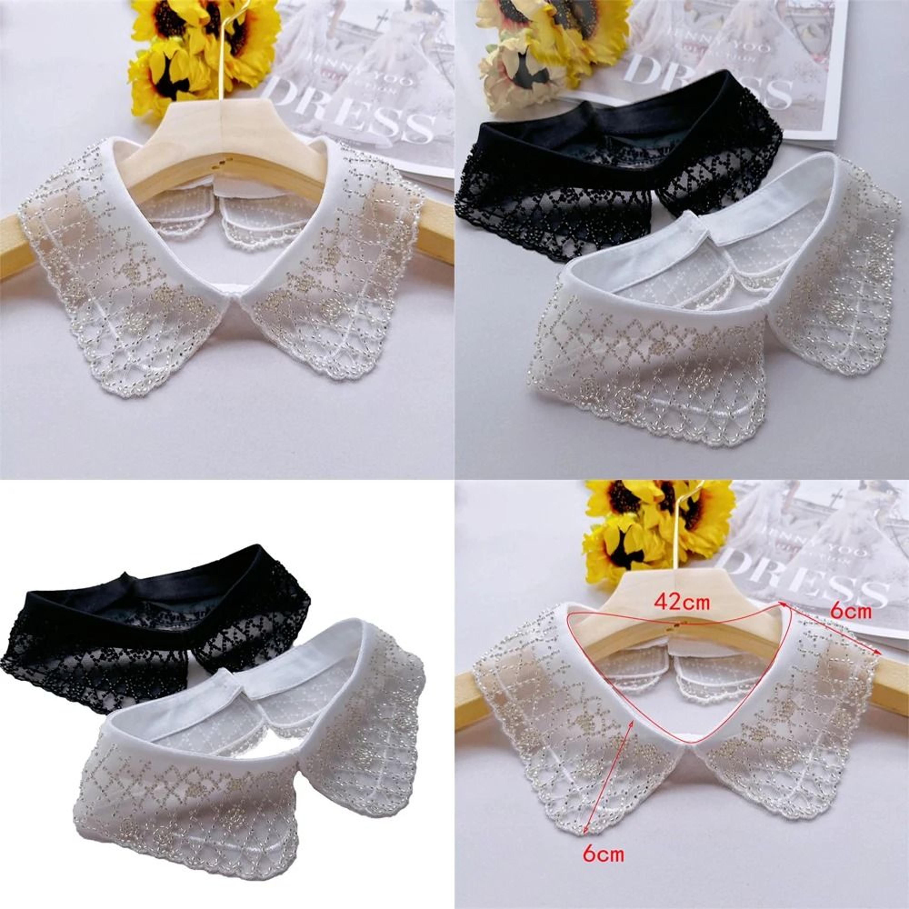 LaceAura Double Layer Detachable Lace Collar Shawl Embroidered Beaded Neck Accessory 3