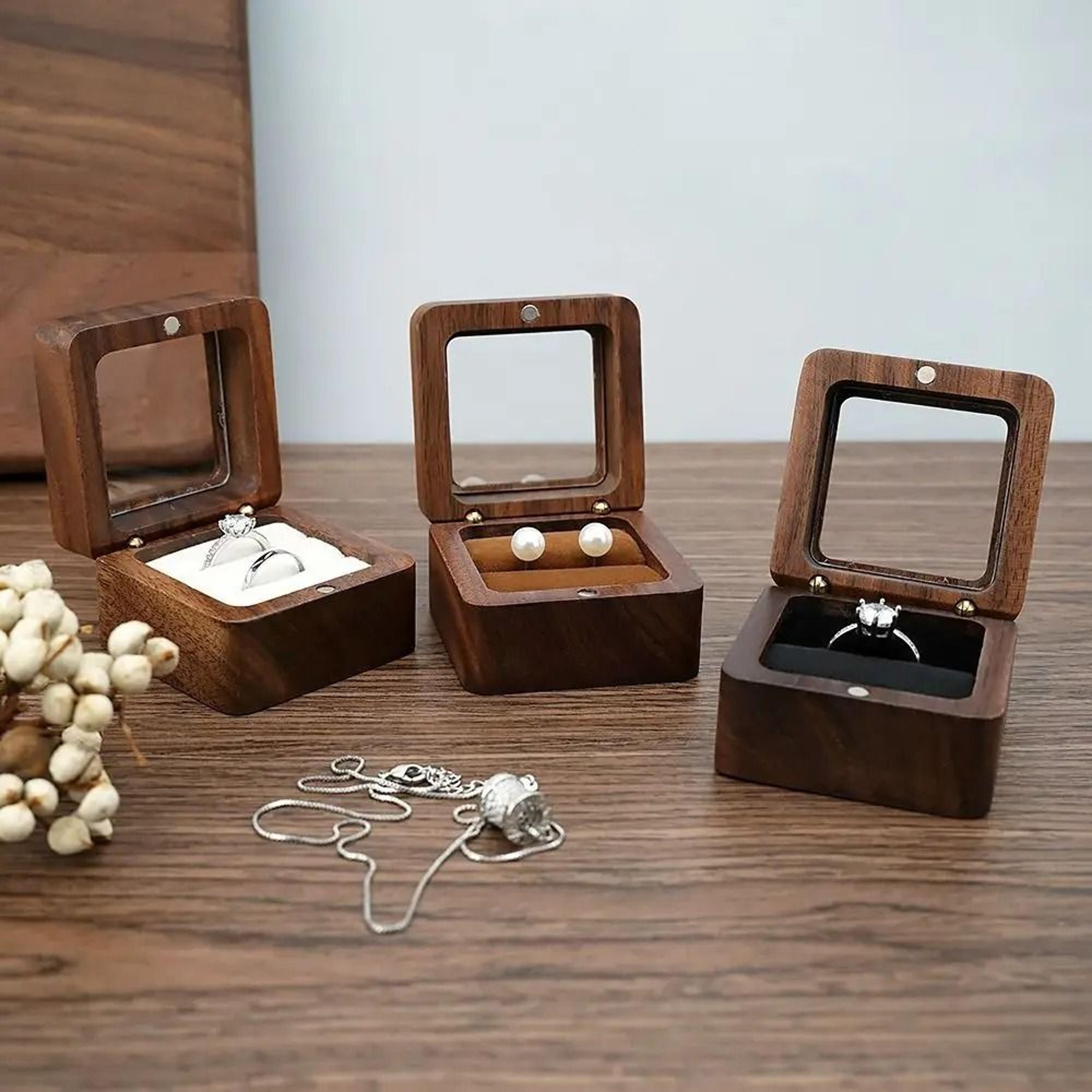 Rustic Wooden Engagement Ring Box For Couples Wedding Gift 3