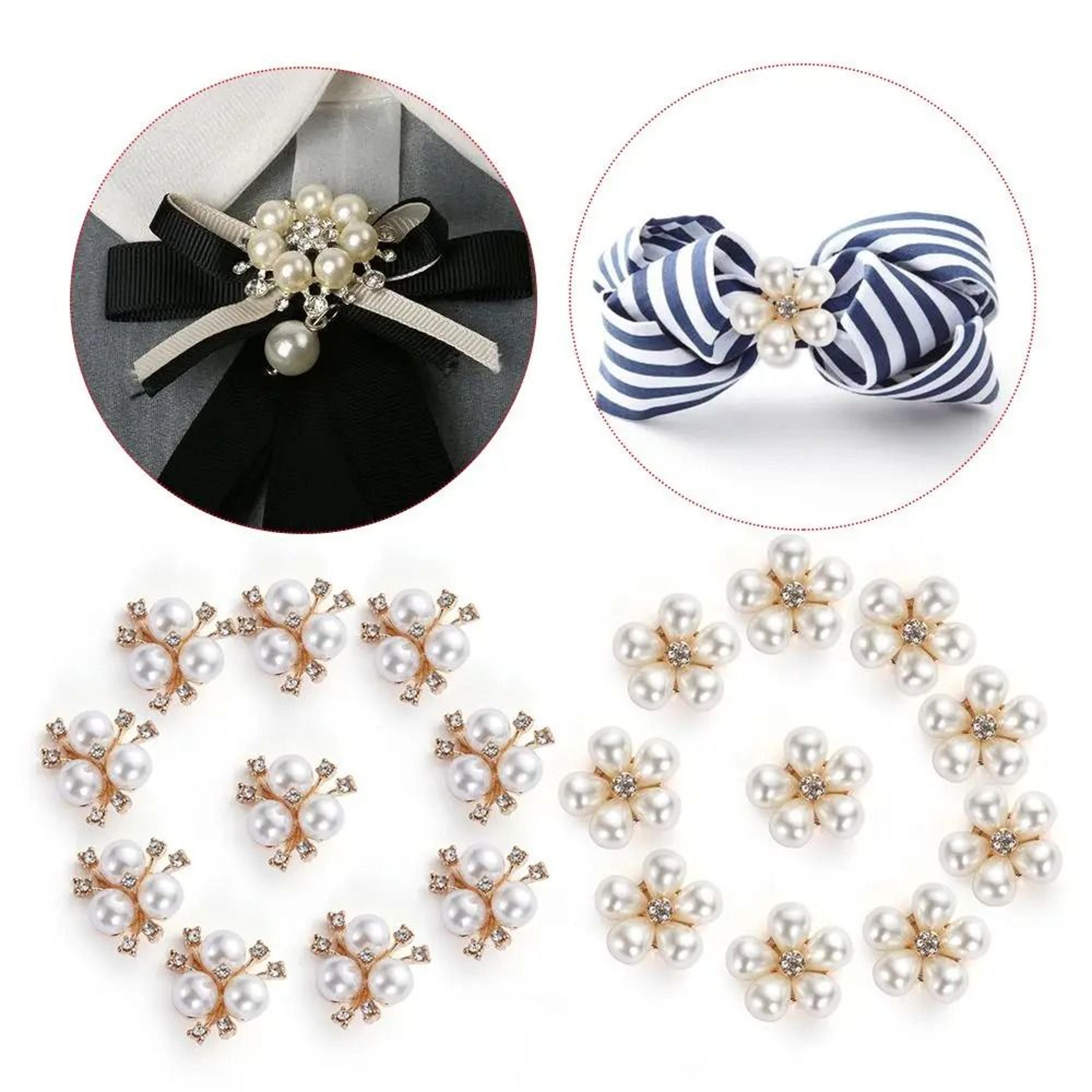 10pcs flower rhinestone pearl buttons alloy crystal diy wedding & craft embellishments