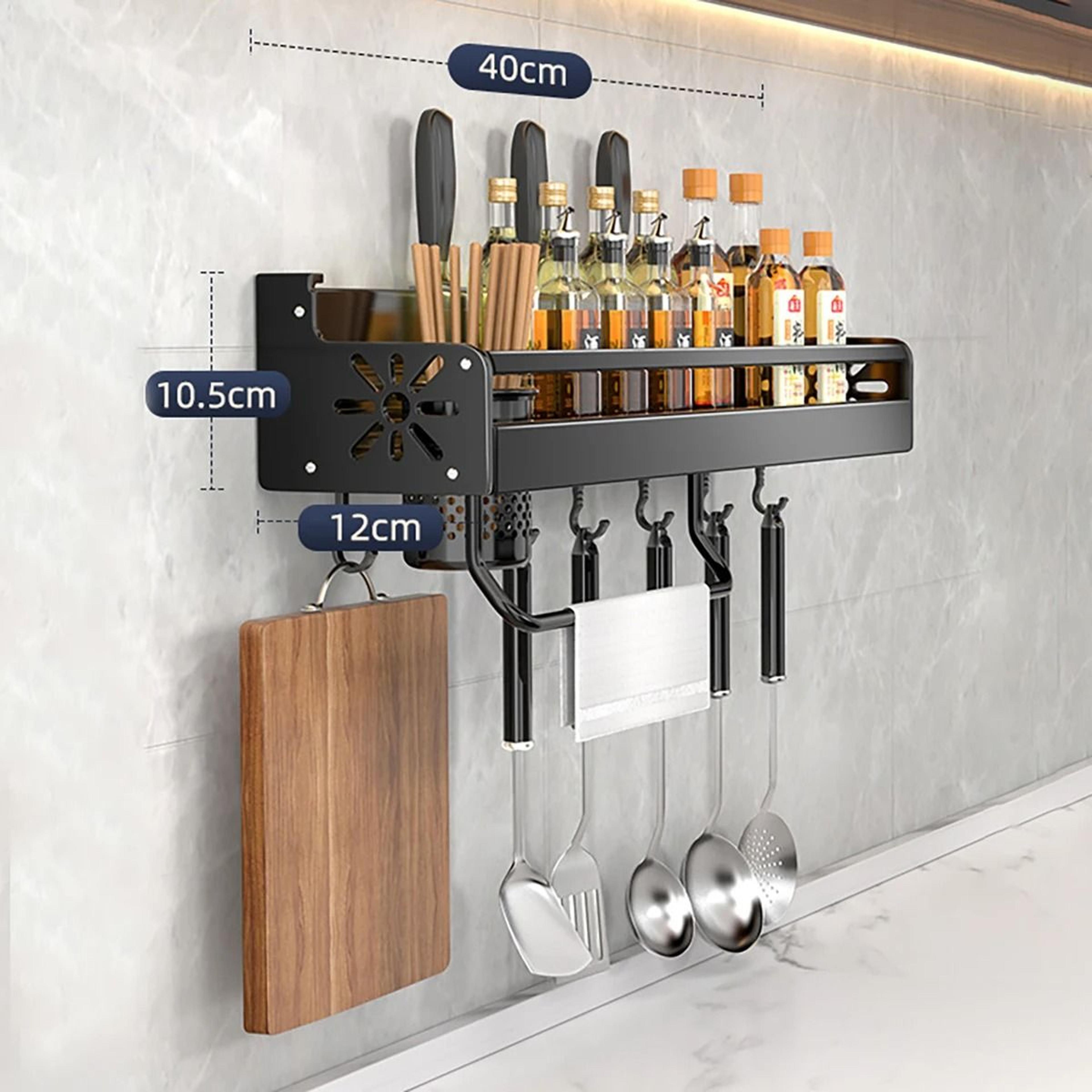 NoDrill Wall Mounted Kitchen Storage Rack With Drainage Design And Large Capacity Organizer 6
