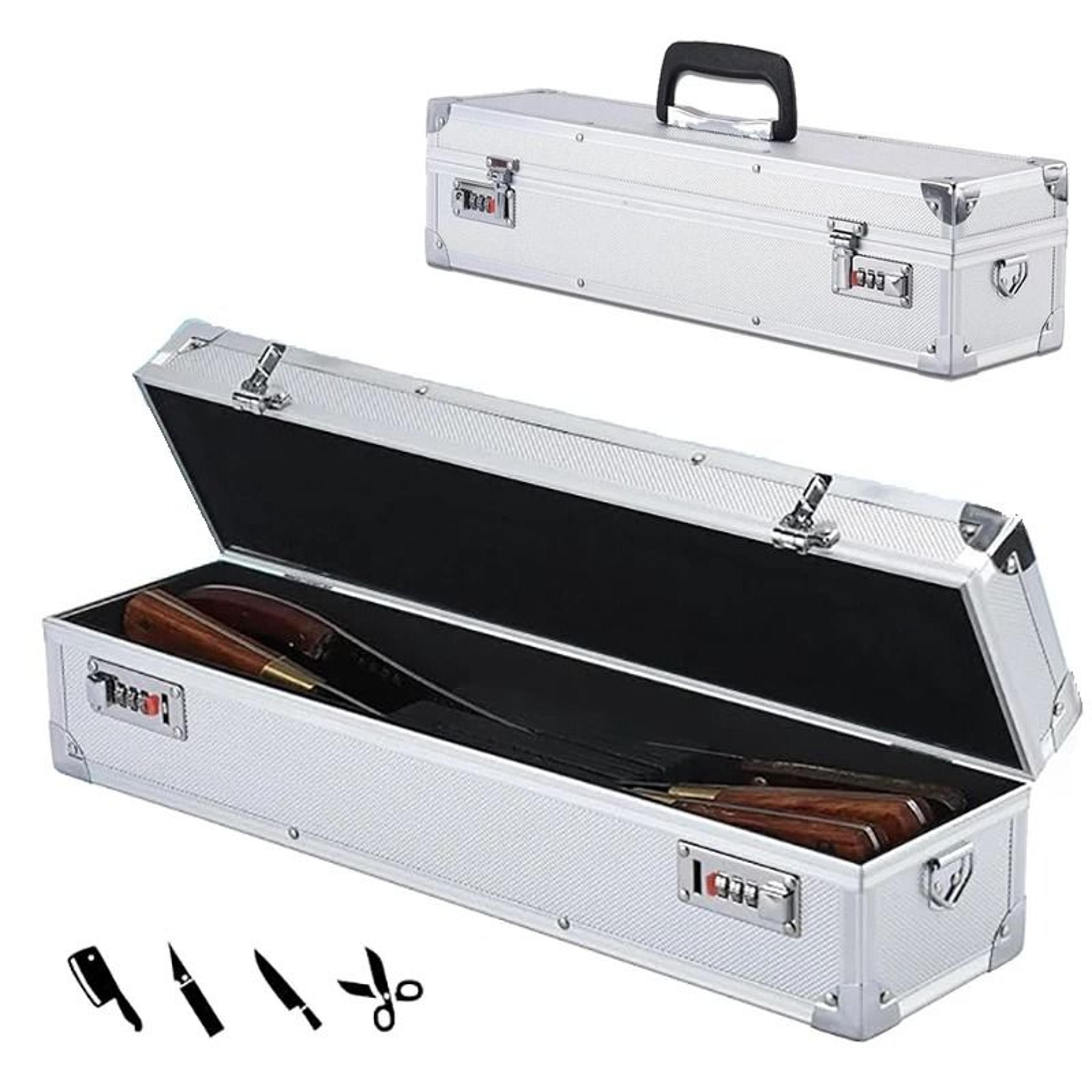 Lockable Chef Knife Storage Case Aluminum Hard Shell Knife Organizer Box For Safe Travel And Storag 0