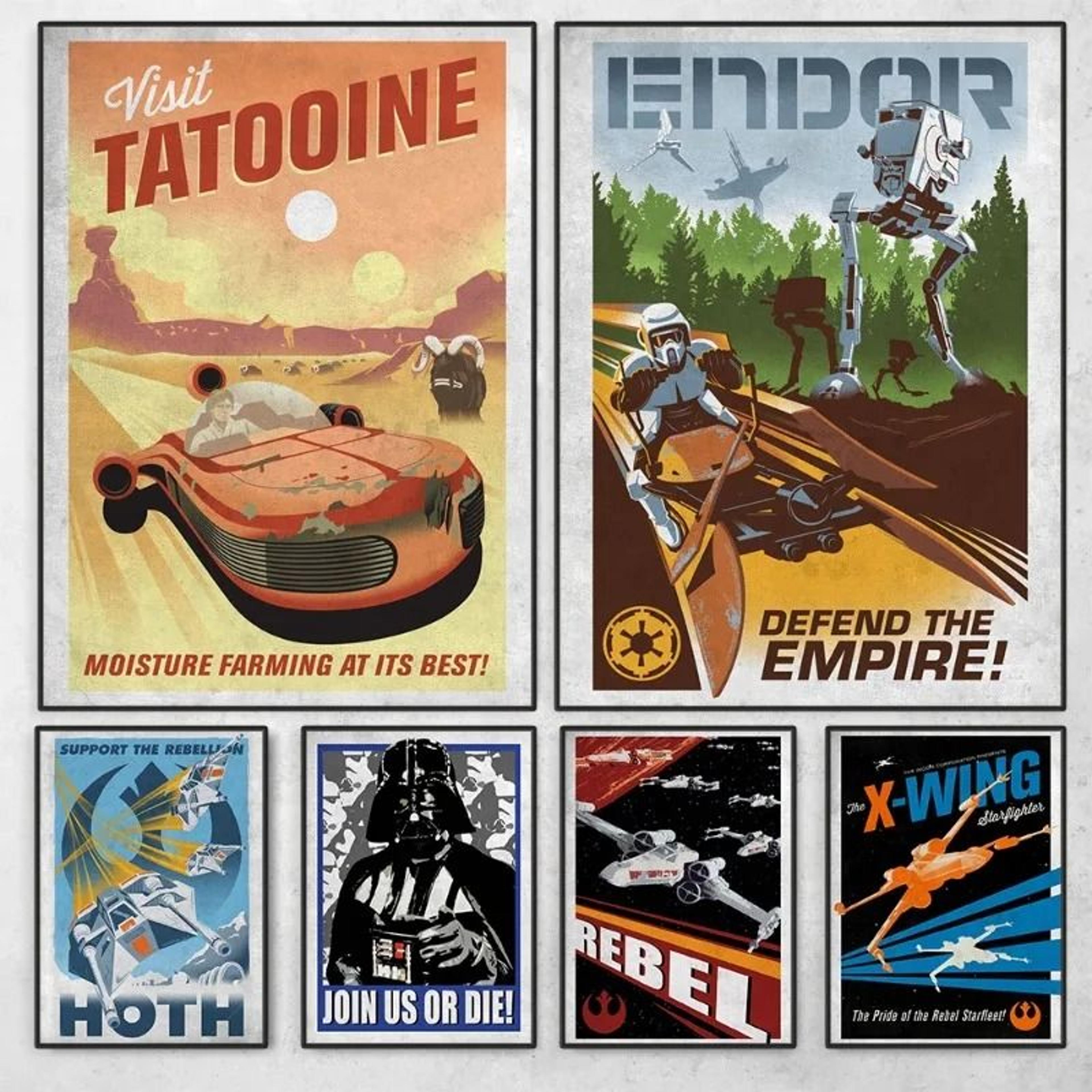 galactic retro propaganda canvas poster space movie wall art
