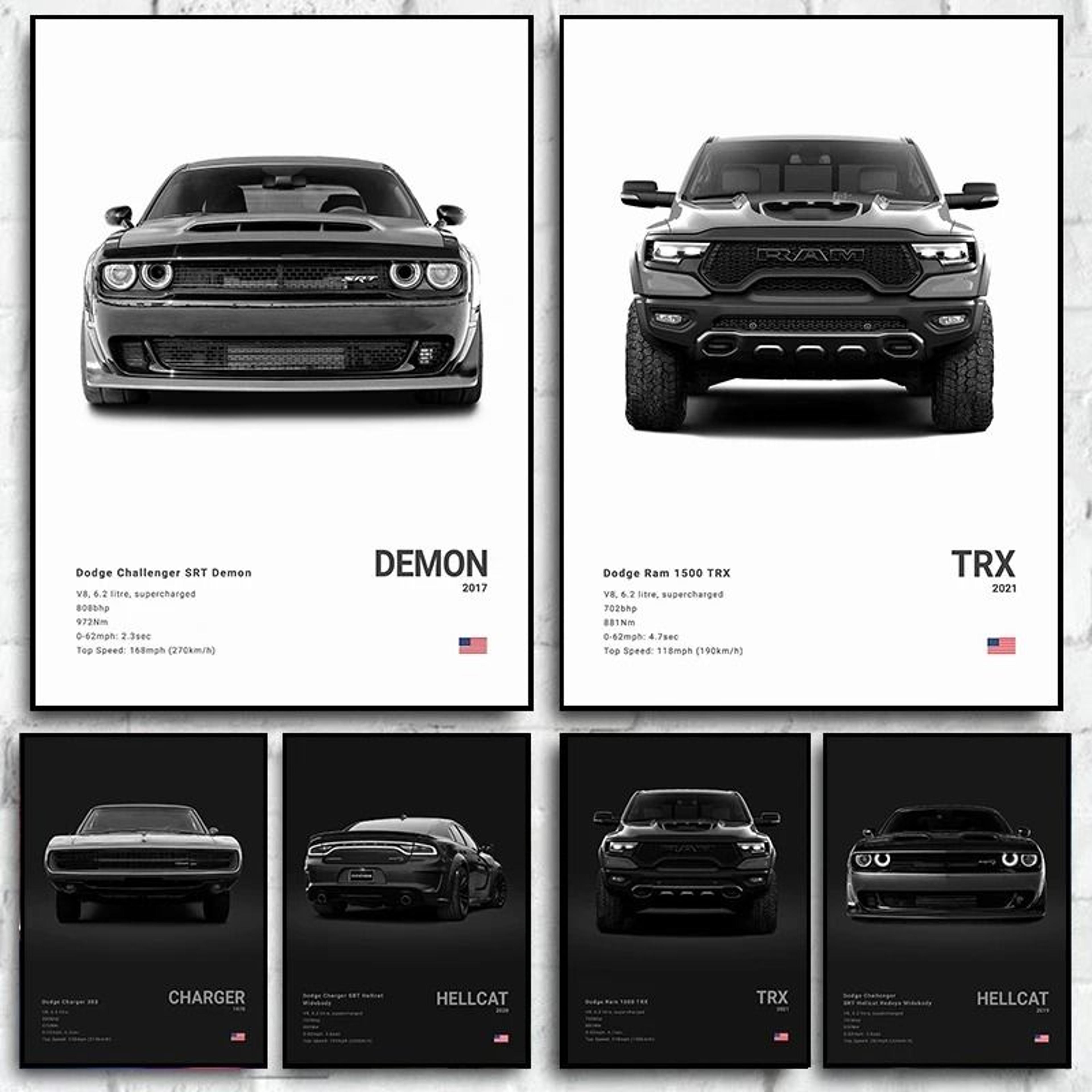 Dodge Challenger SRT Hellcat Redeye Canvas Wall Art Modern Muscle Car Poster 0
