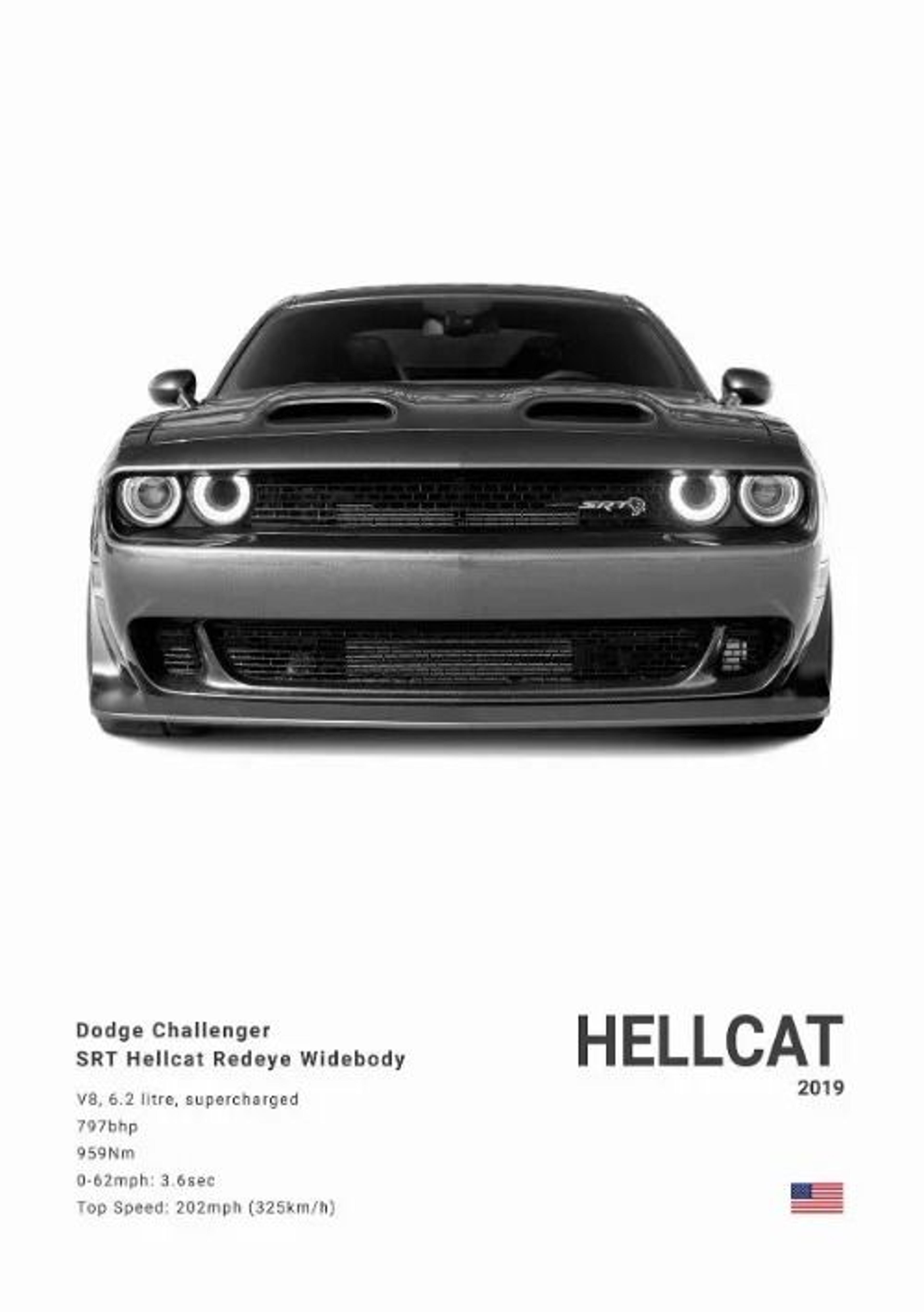 Dodge Challenger SRT Hellcat Redeye Canvas Wall Art Modern Muscle Car Poster 7