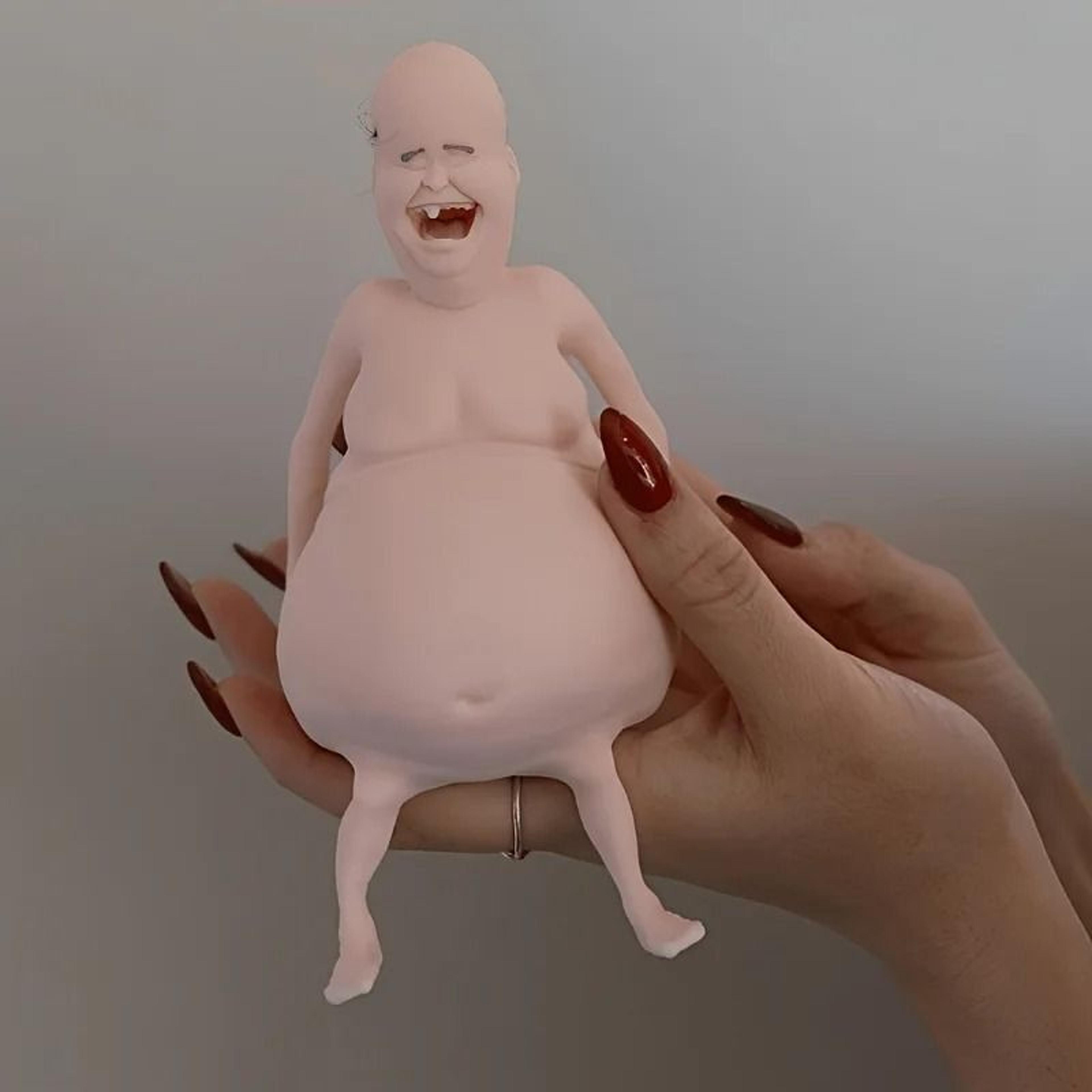 funny belly doll silicone squishy toy quirky desk decor with expressive eyes
