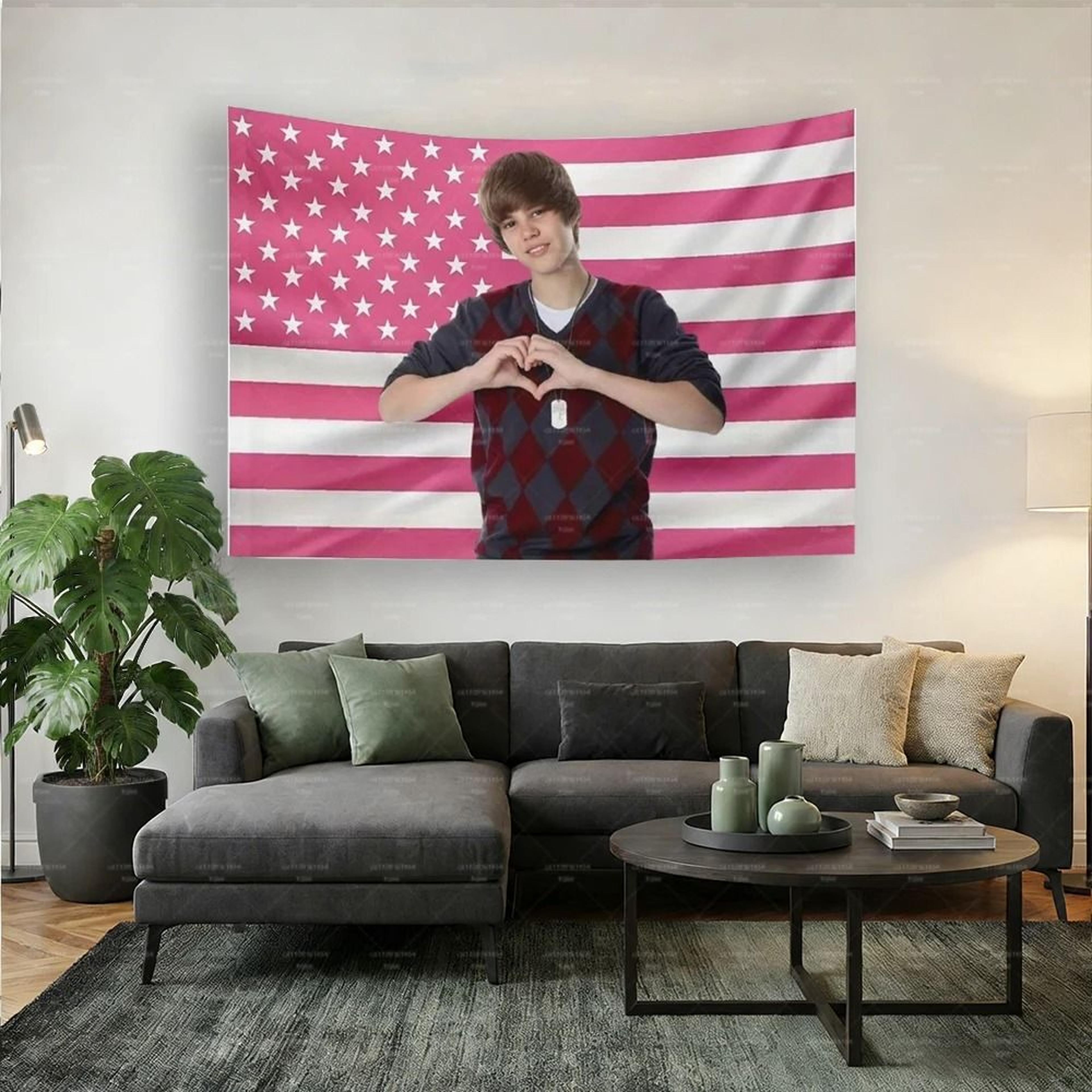 Patriotic American Flag Banner Wall Art  Checkered Sweater Design Outdoor Decor 2