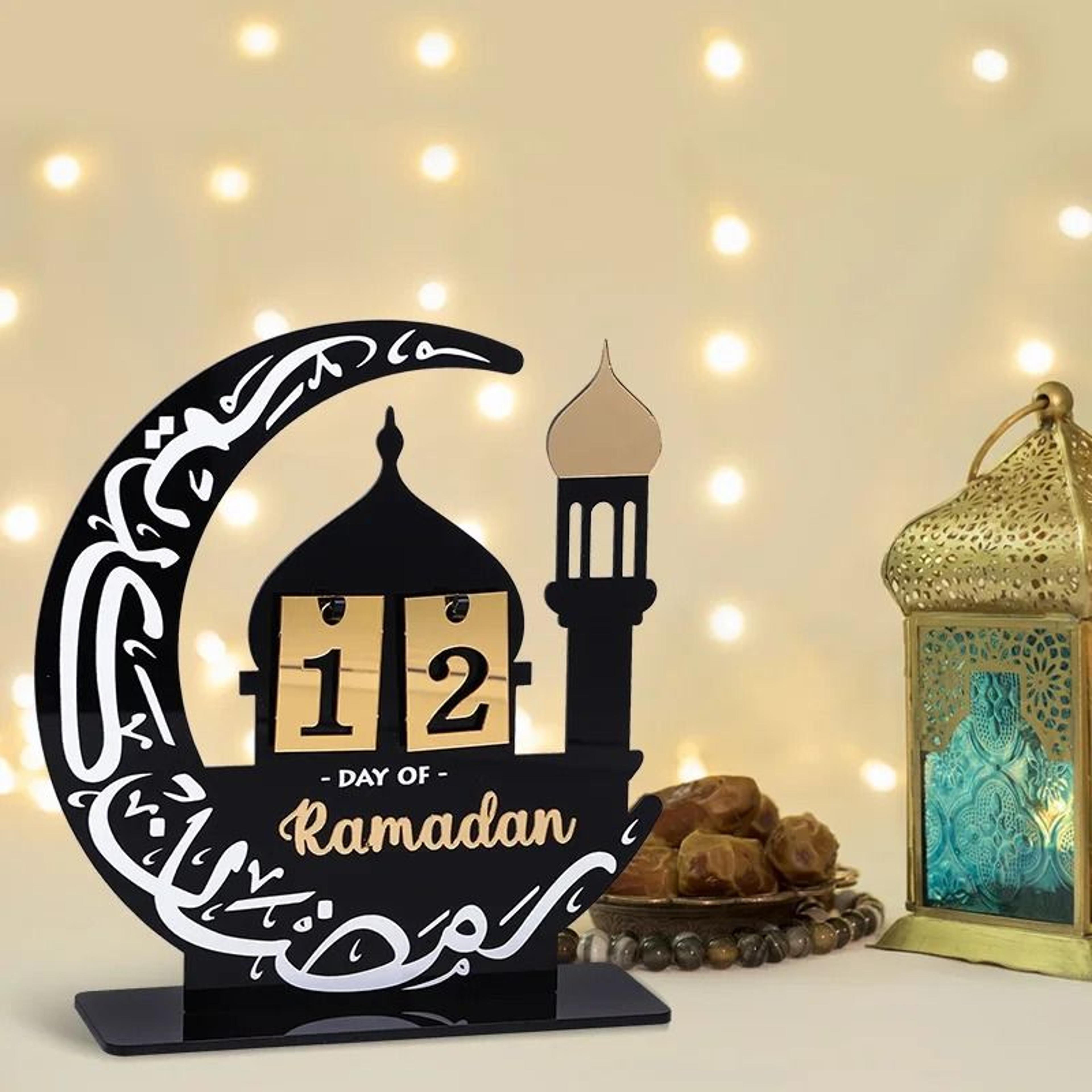 Black Gold Ramadan Countdown Calendar  Acrylic Eid Mubarak Decorative Table Ornament 4
