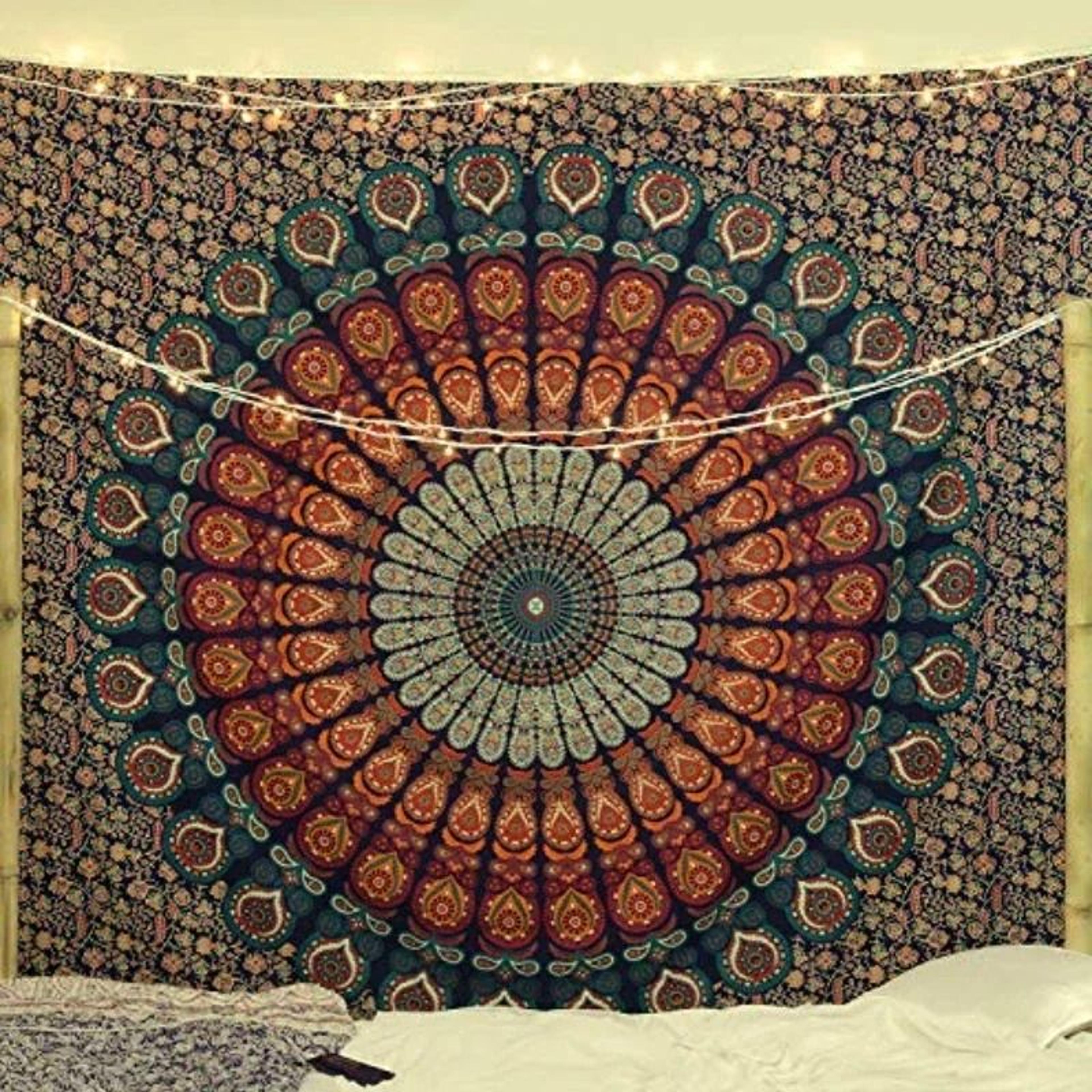 bohemian mandala wall tapestry – hippie psychedelic aesthetic room decor