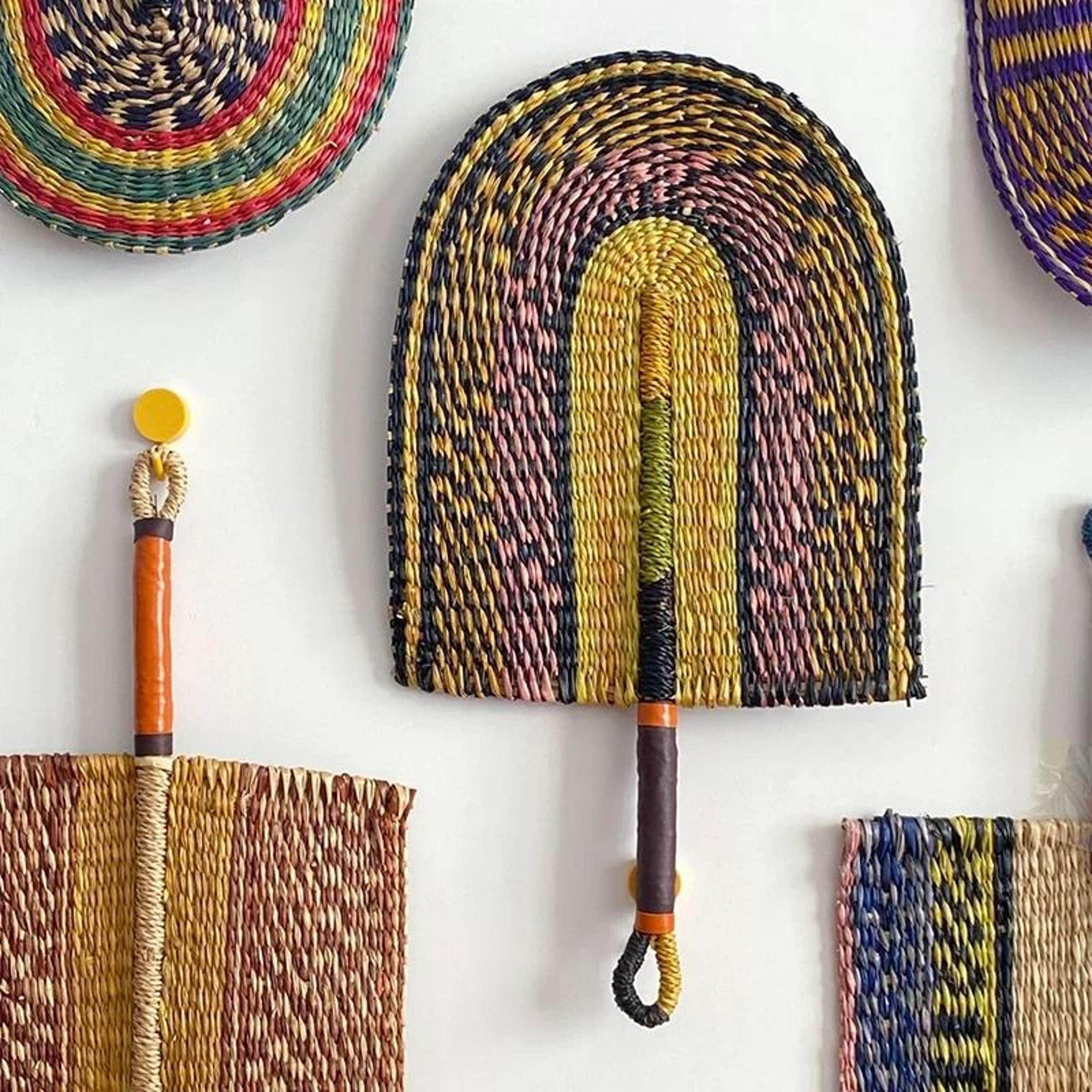 nordic handwoven seaweed wall fan – boho natural hanging decor accent