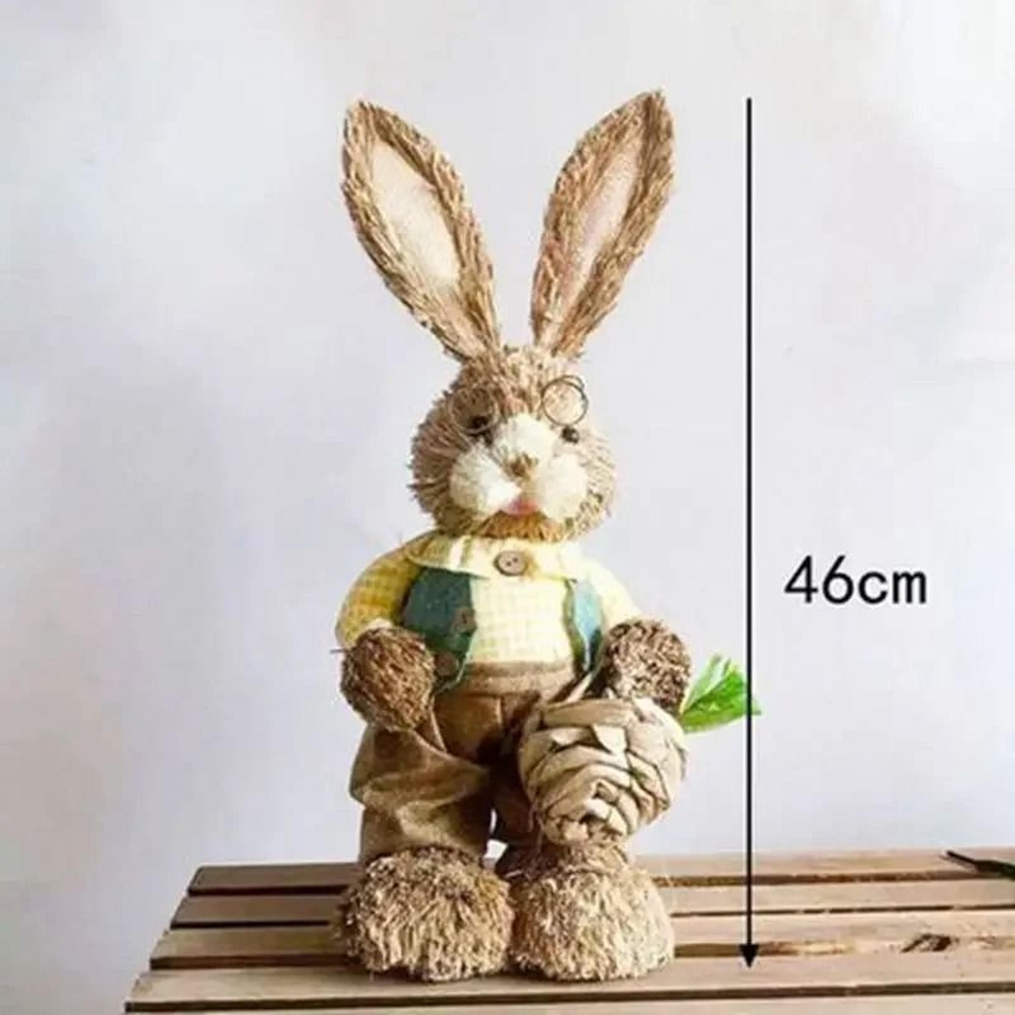 Large Straw Woven Bunny Decoration 46cm Rustic Easter Rabbit Ornament For Home And Garden 11