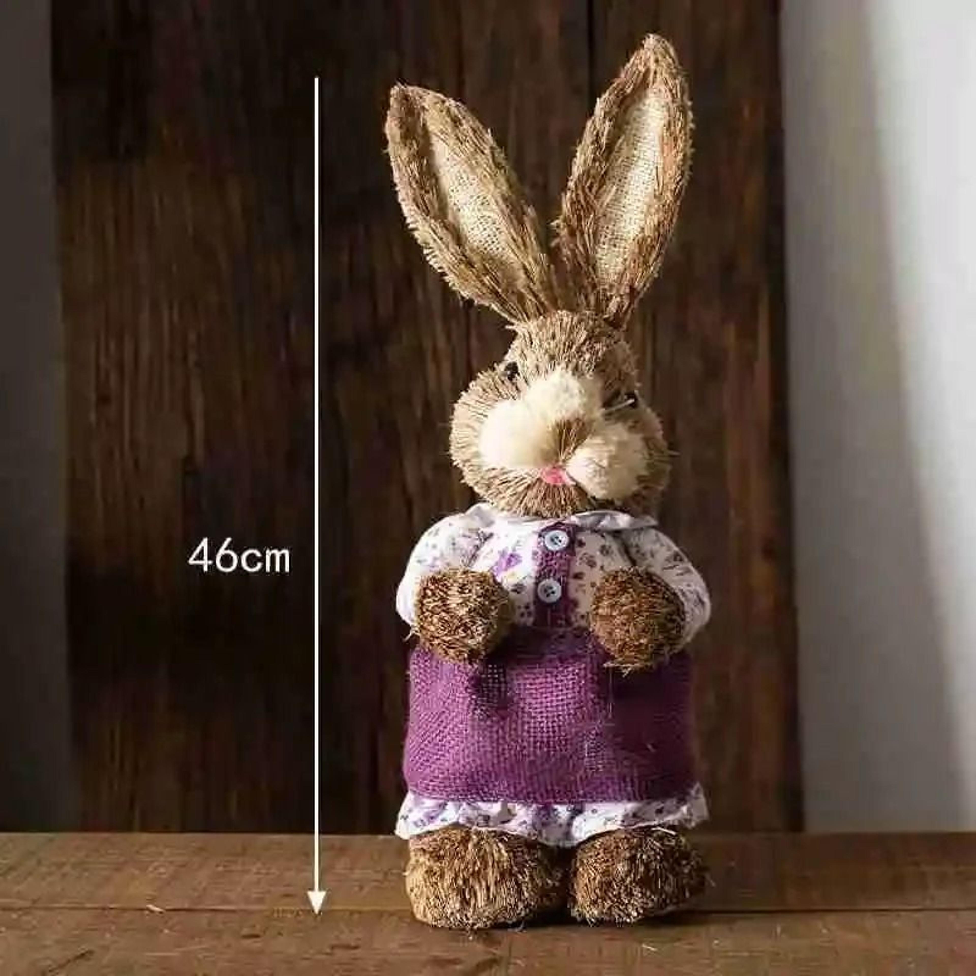 Large Straw Woven Bunny Decoration 46cm Rustic Easter Rabbit Ornament For Home And Garden 18