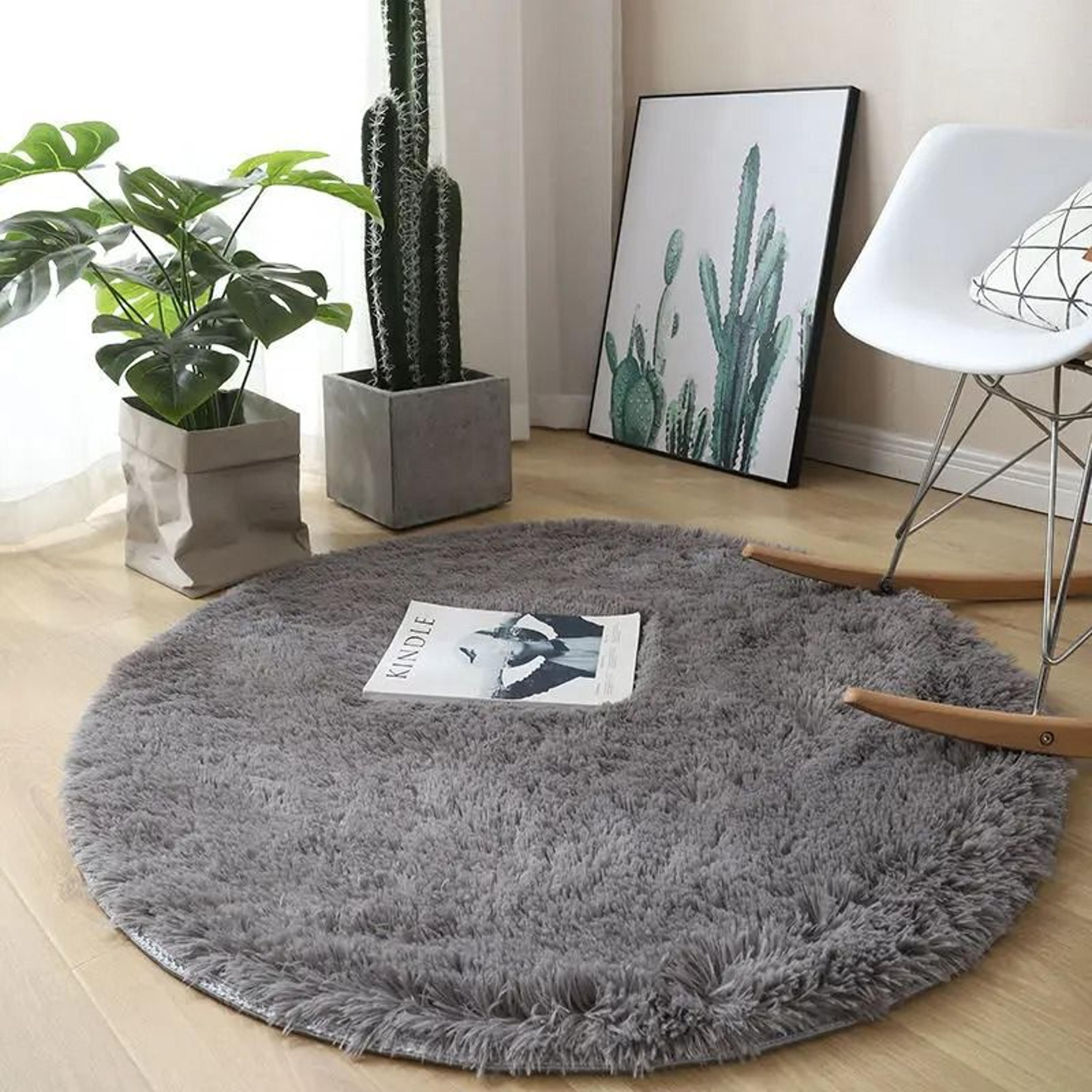 cloudsoft round plush rug for living room & bedroom comfort