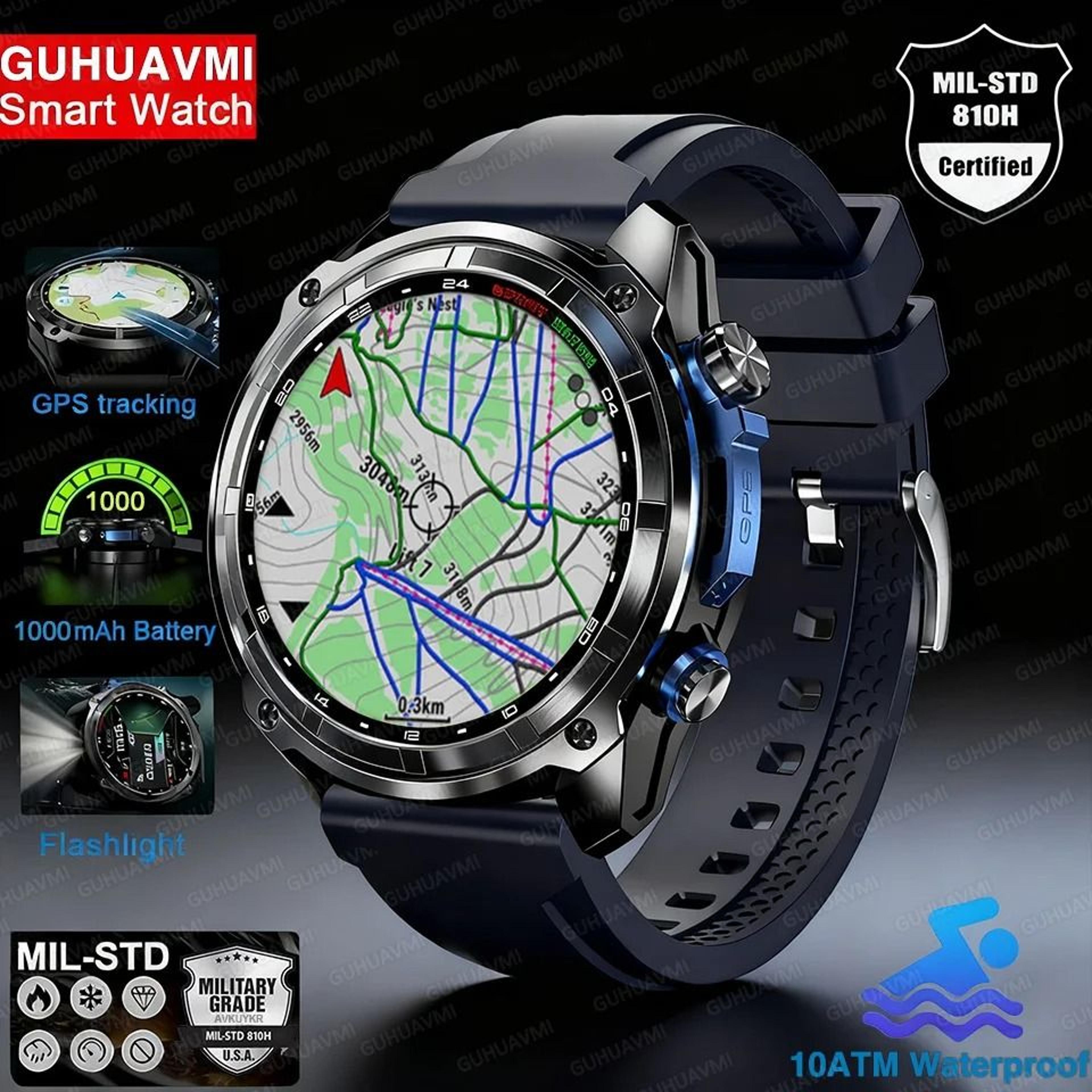 ultra rugged gps smartwatch with offline maps 10atm waterproof 1000mah battery