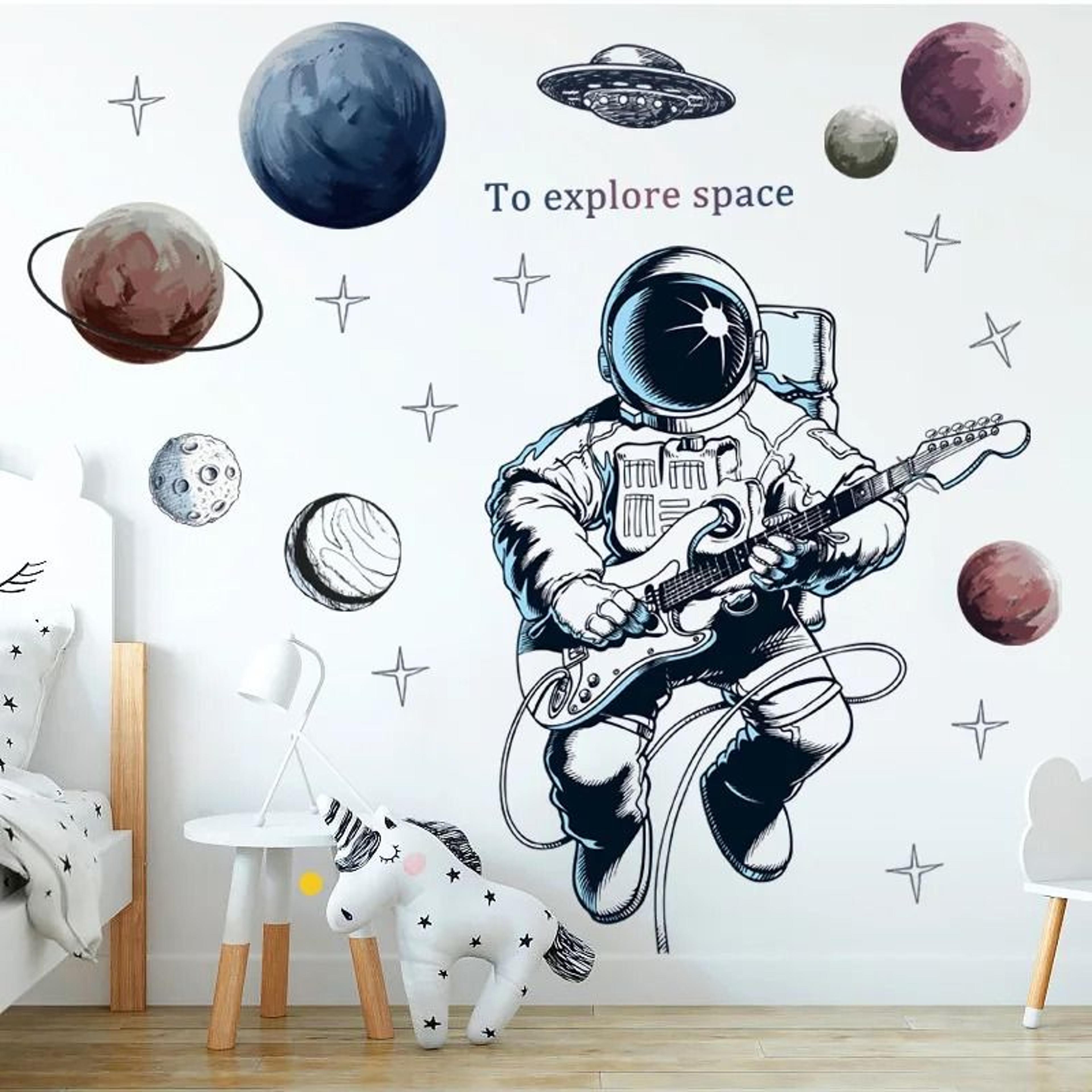 Removable Astronaut Wall Stickers Space Theme PVC Decals For Kids Room Decor 3