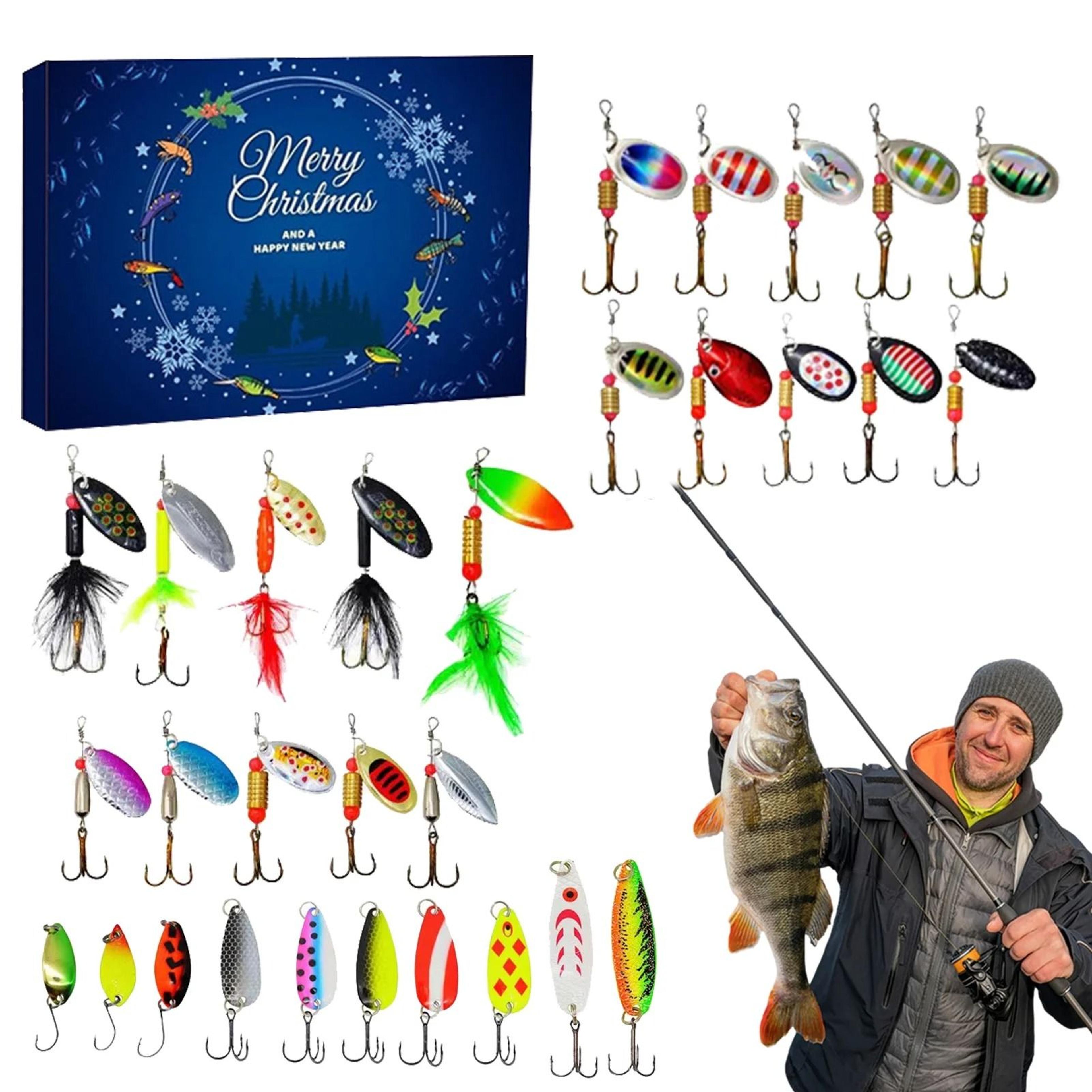 24 day fishing advent calendar mystery lure gift set for men and boys