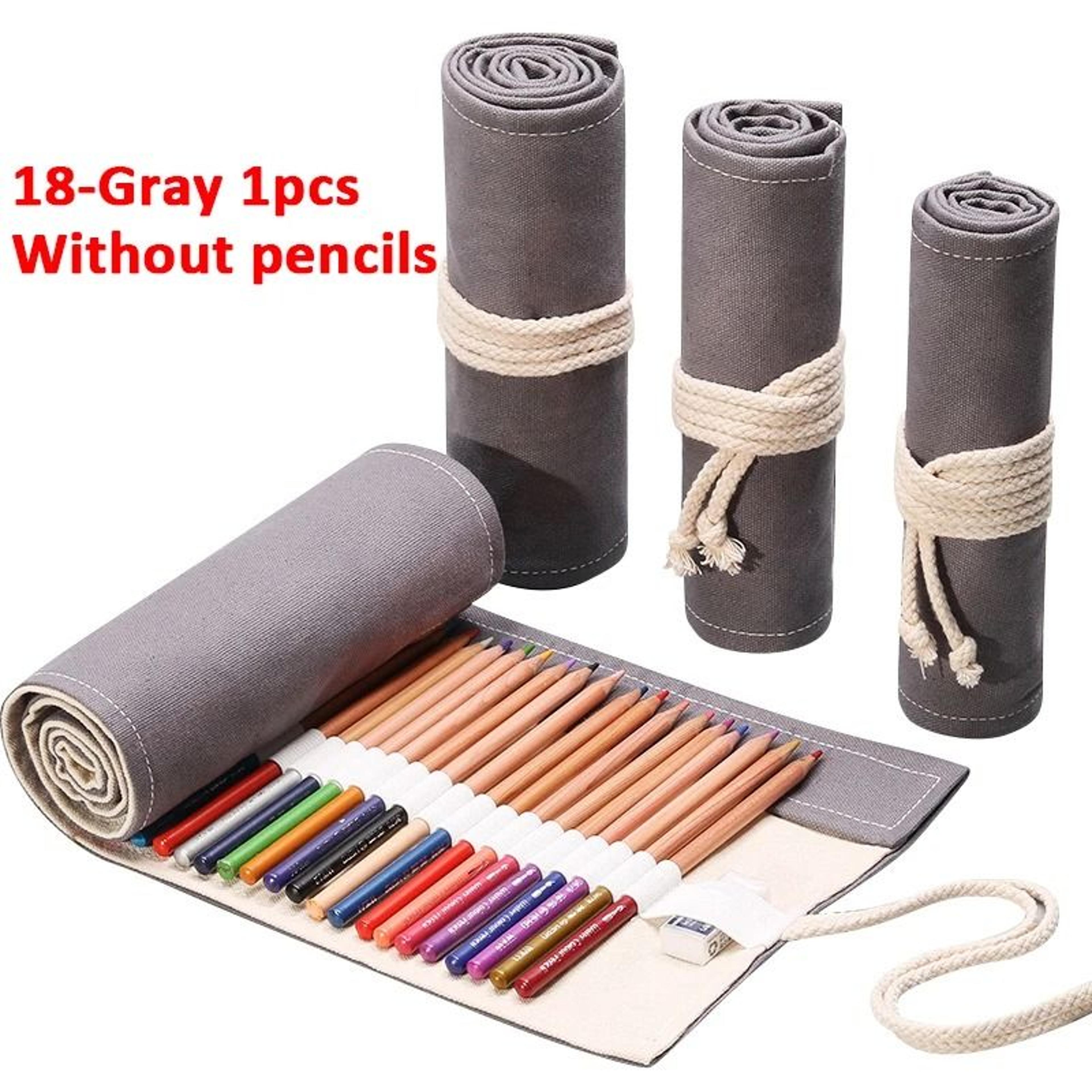 Canvas Roll Up Pencil Case With 12 Slots For Organized School And Art Supplies 23