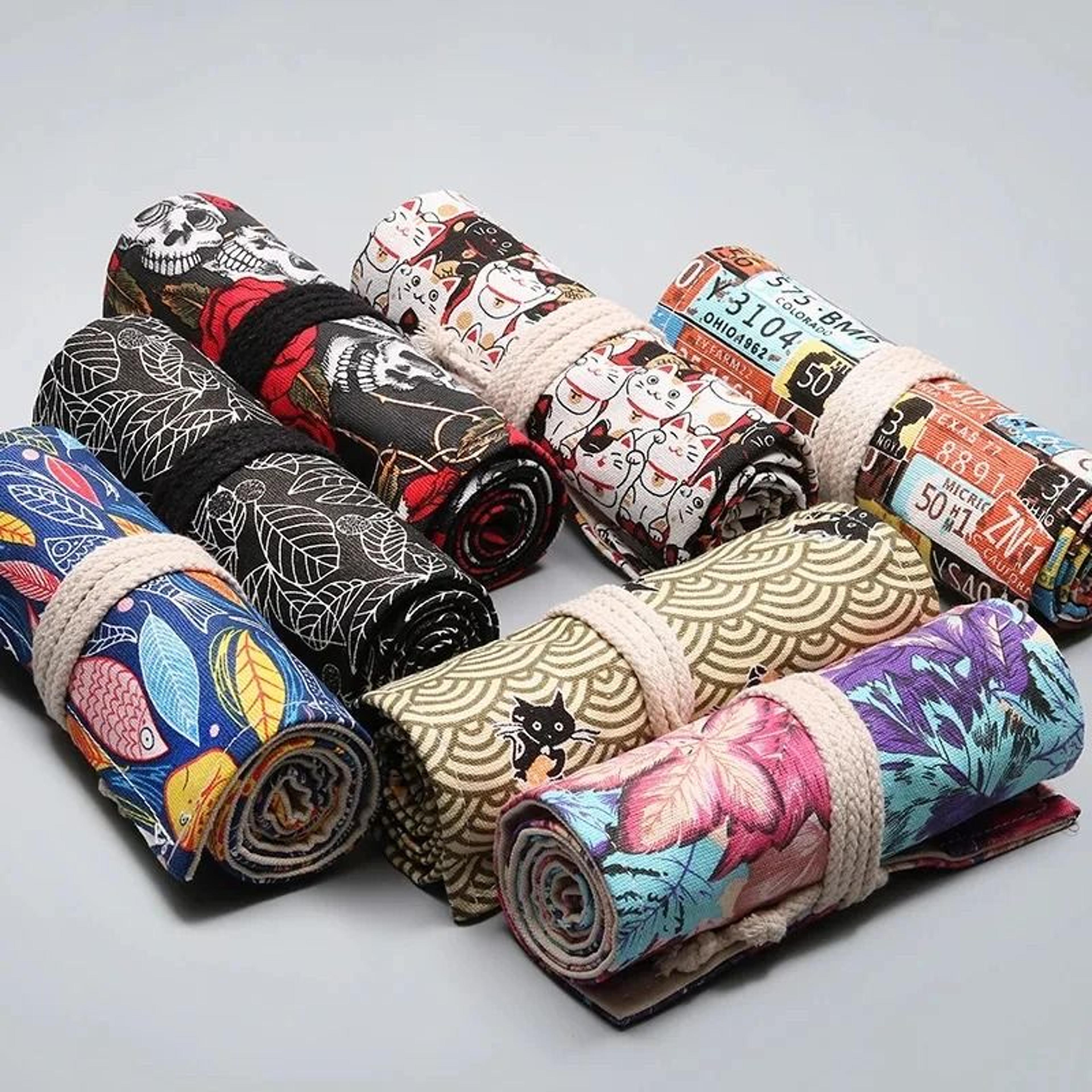 Canvas Roll Up Pencil Case With 12 Slots For Organized School And Art Supplies 28