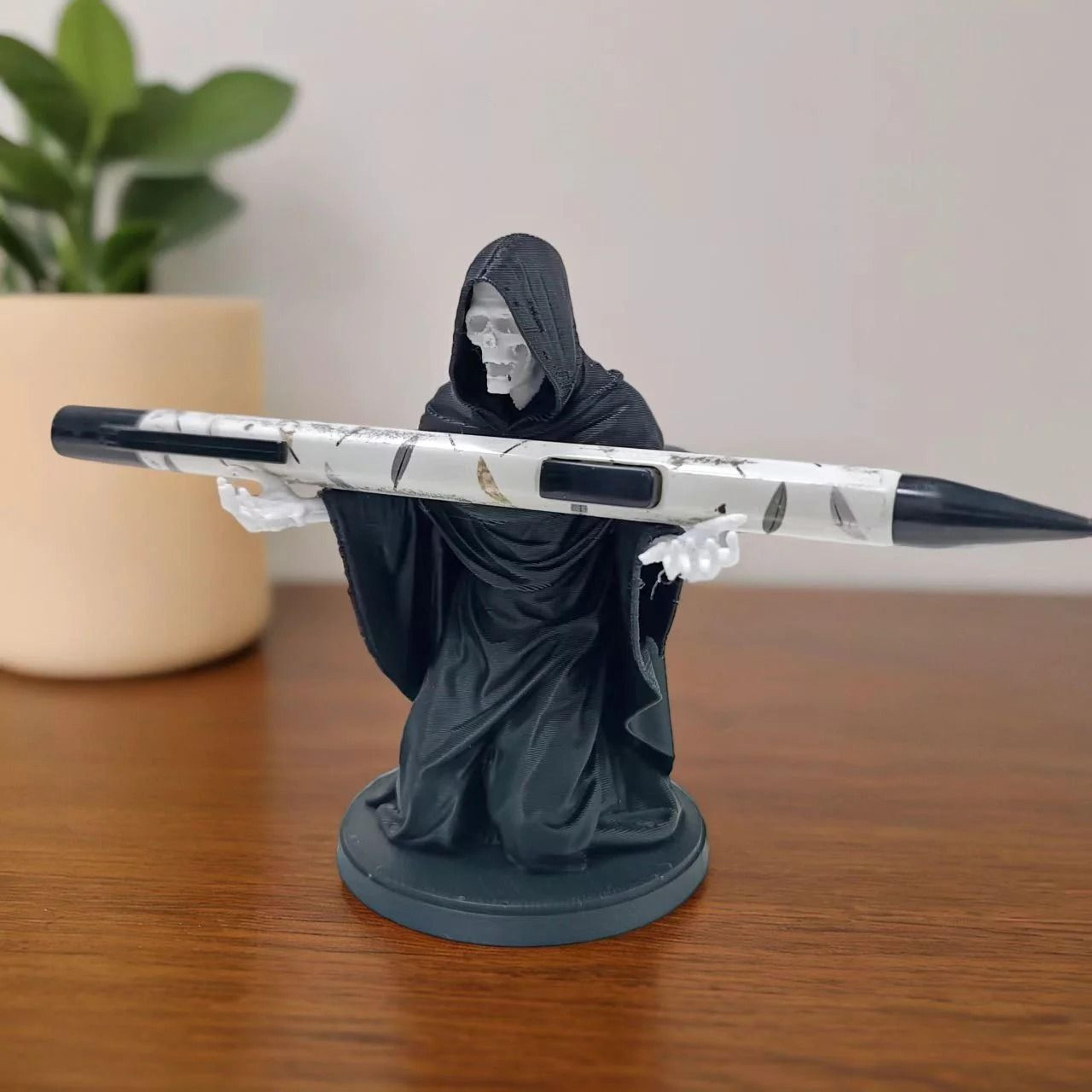satirical skeleton pen holder desk decor for office and creative workspaces