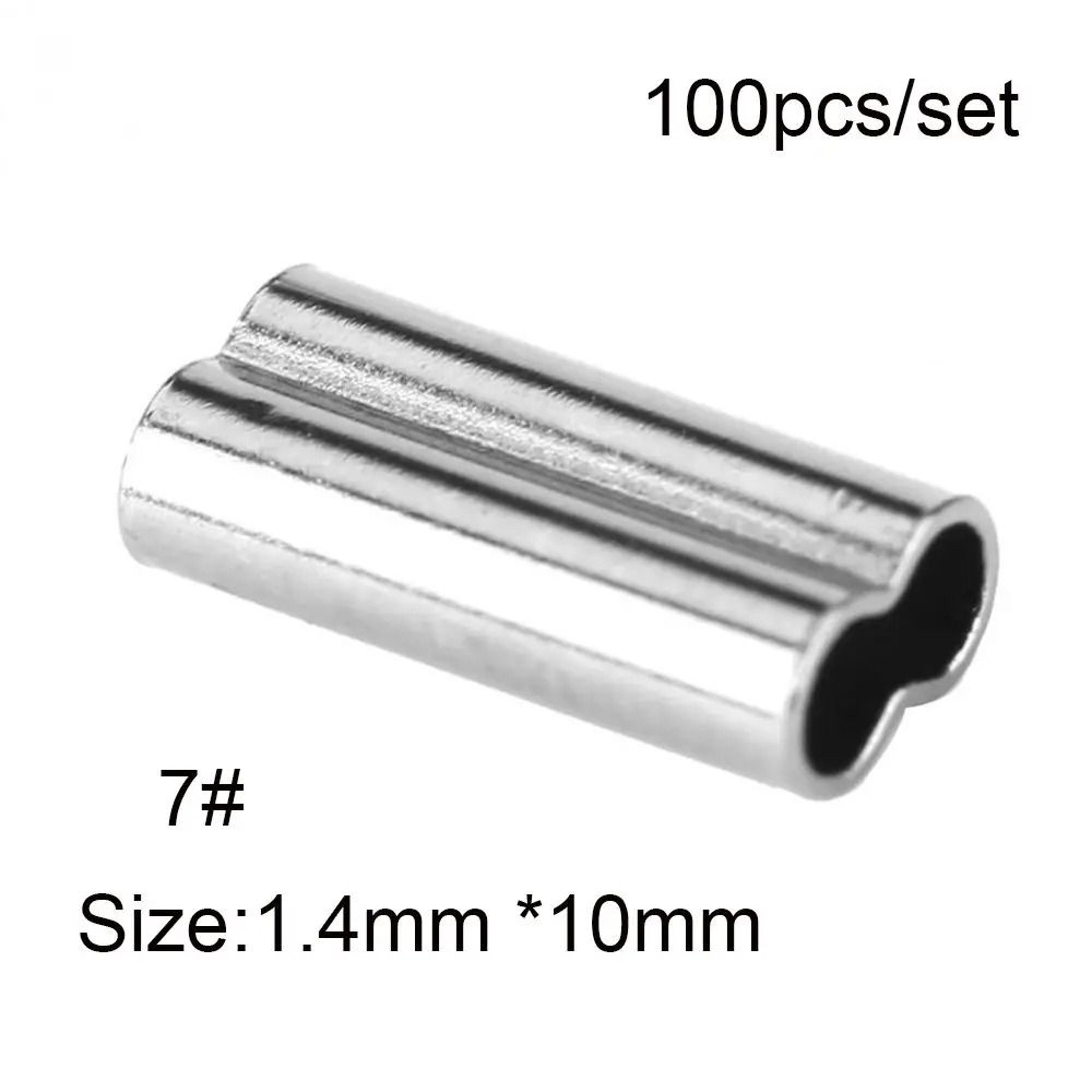 100PCS Fishing Double Barrel Crimp Sleeves Connector Kit For Wire Leader And Rigging 12