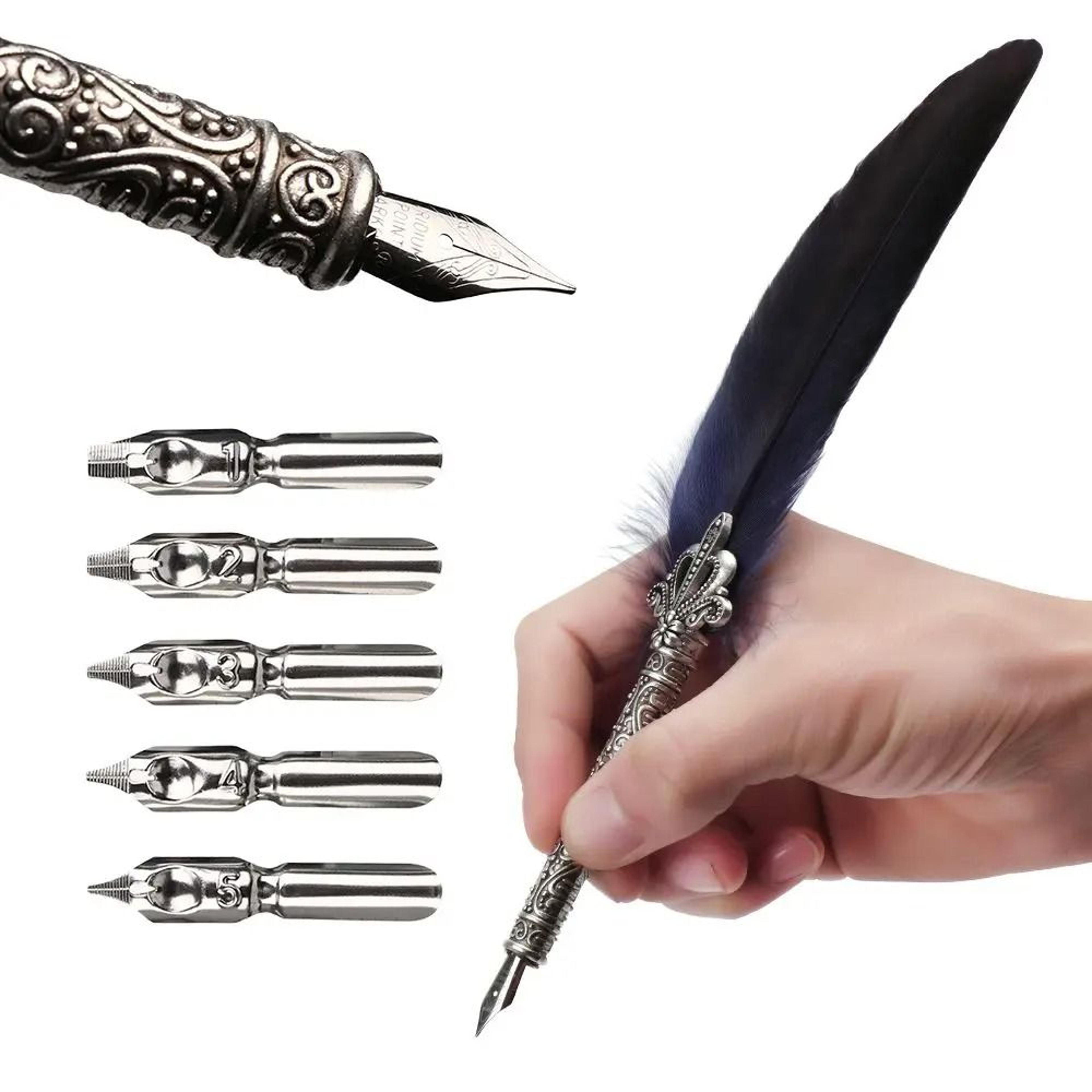 Vintage Feather Quill Pen Set Luxury Calligraphy Writing Kit With 5 Nibs Gift Box 1