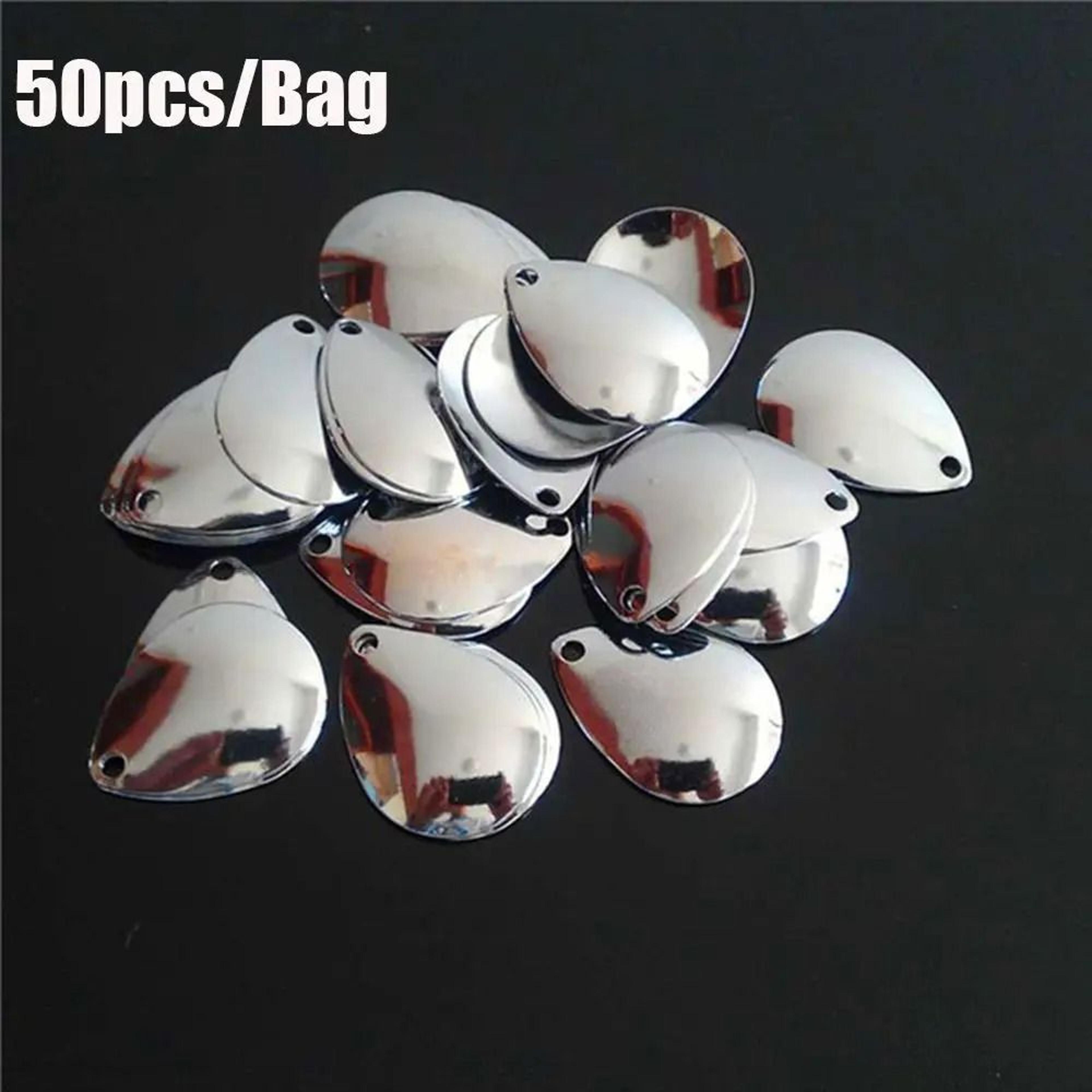 50pcs smooth nickel fishing spinner blades for diy lure making