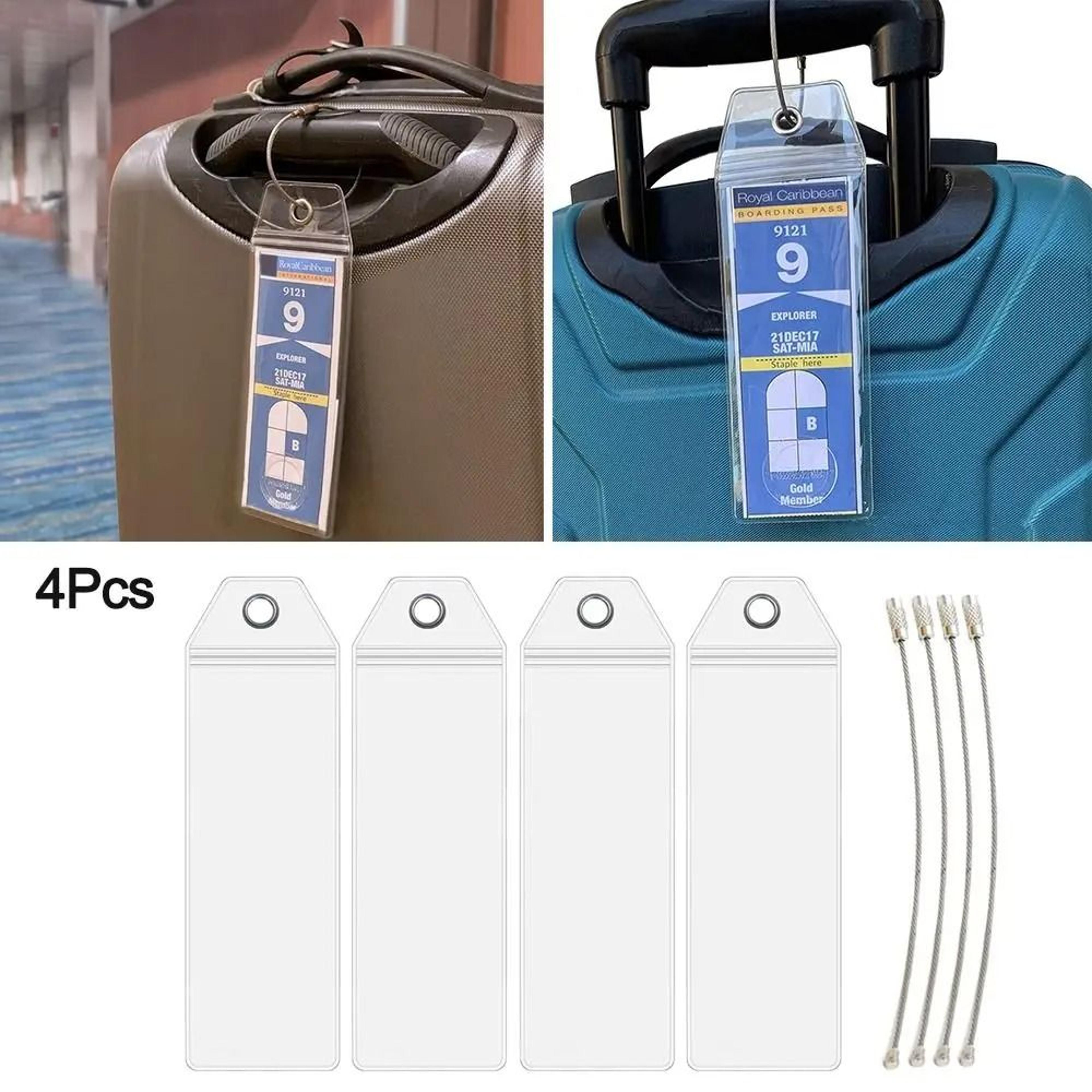 waterproof cruise luggage tag holder with zip seal & steel loops