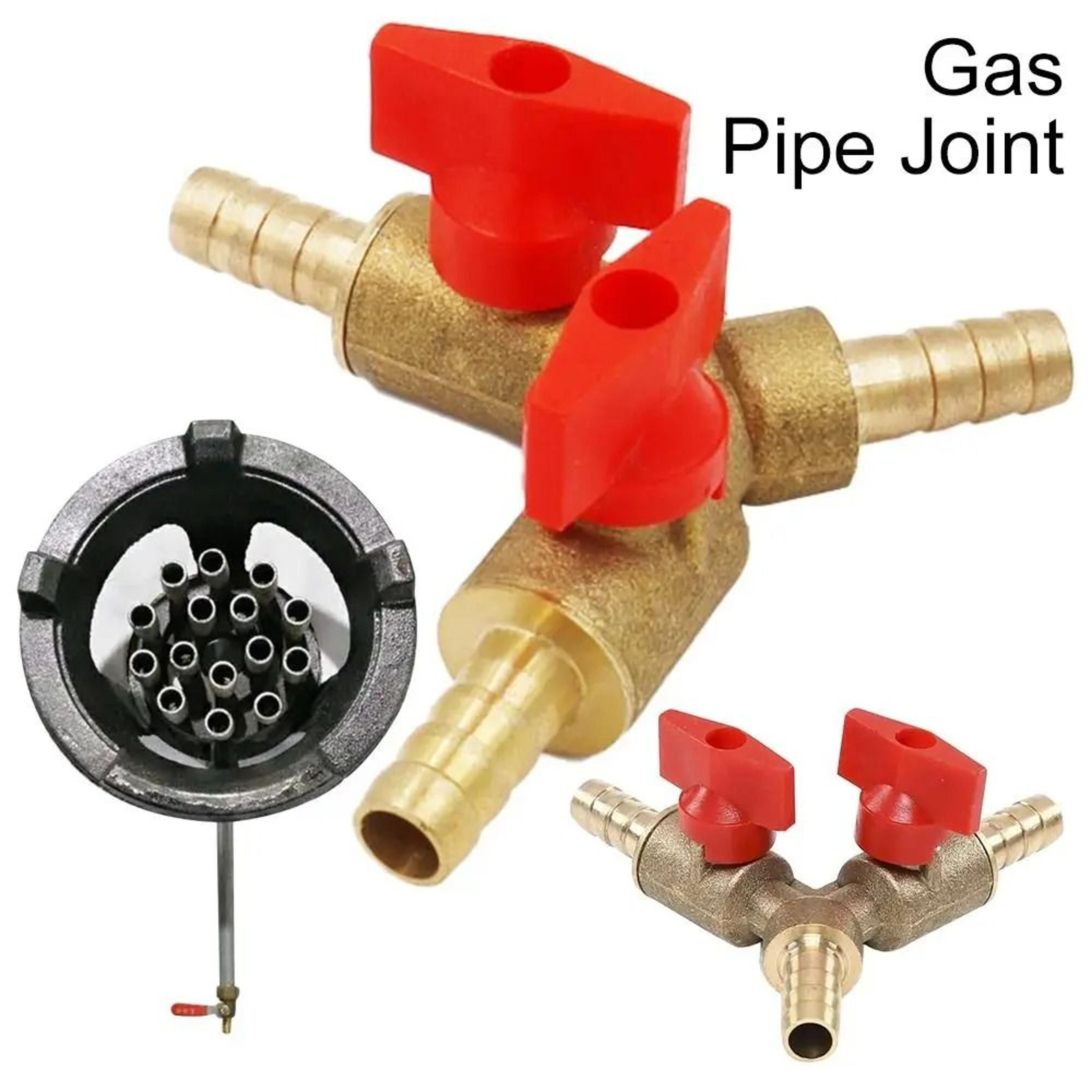 3-way brass hose barb ball valve connector for fuel, gas, water & air systems