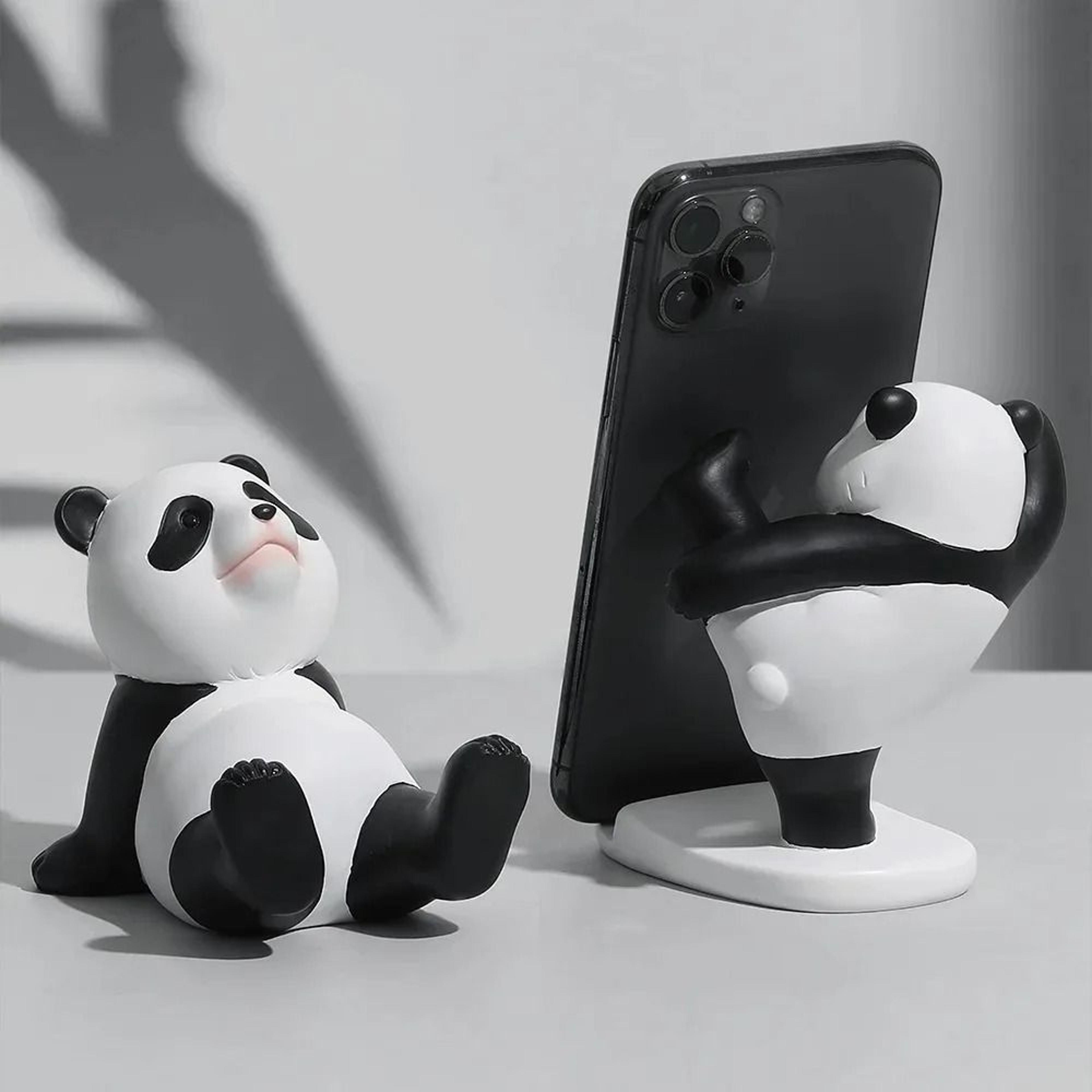 cute panda resin phone stand figurine for desk & home decor
