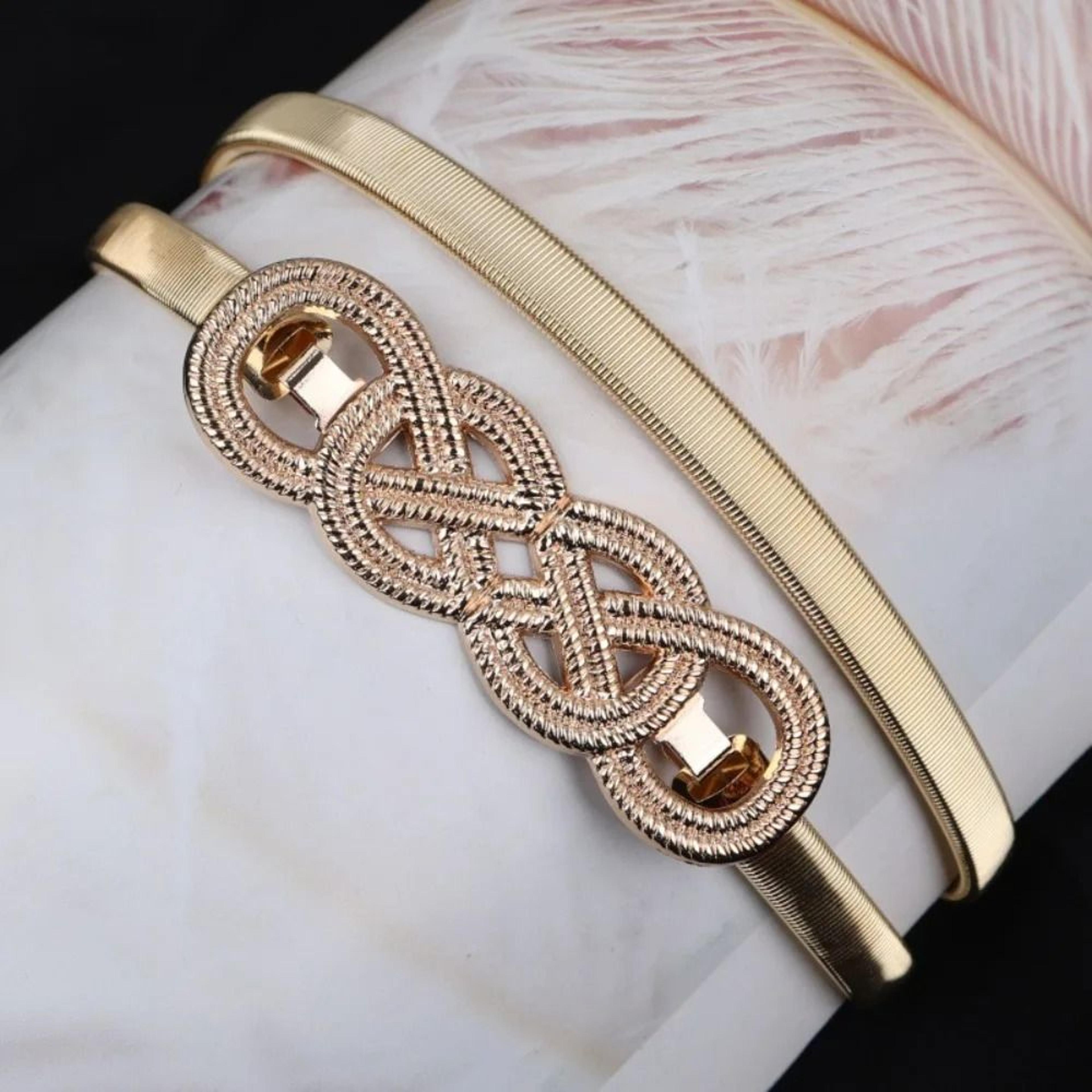 Womens Luxury Elastic Gold Leaf Chain Waist Belt For Dresses  Fashion Styling 15