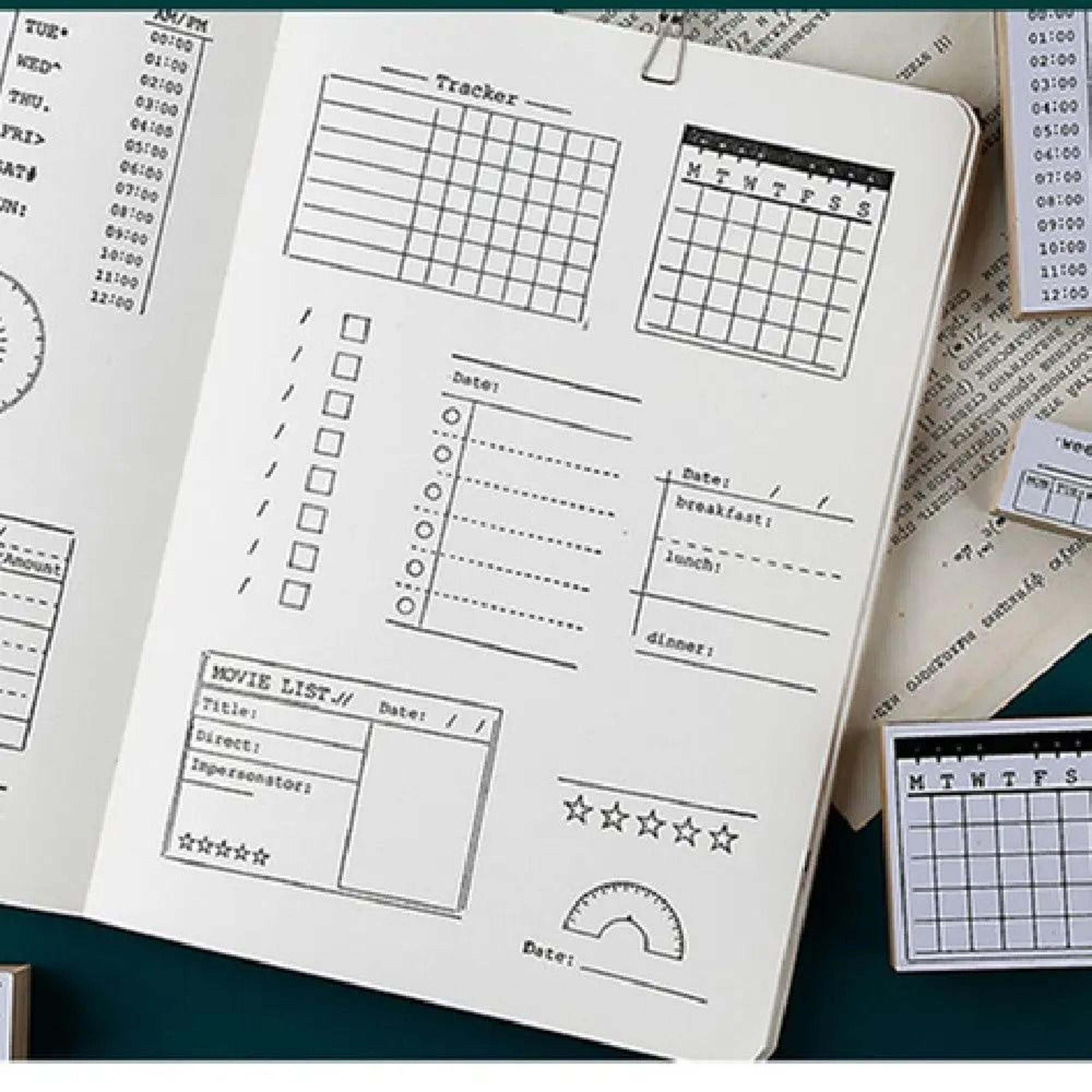 Wooden Journal Planner Stamp Set For Scrapbooking  Daily Planning 1