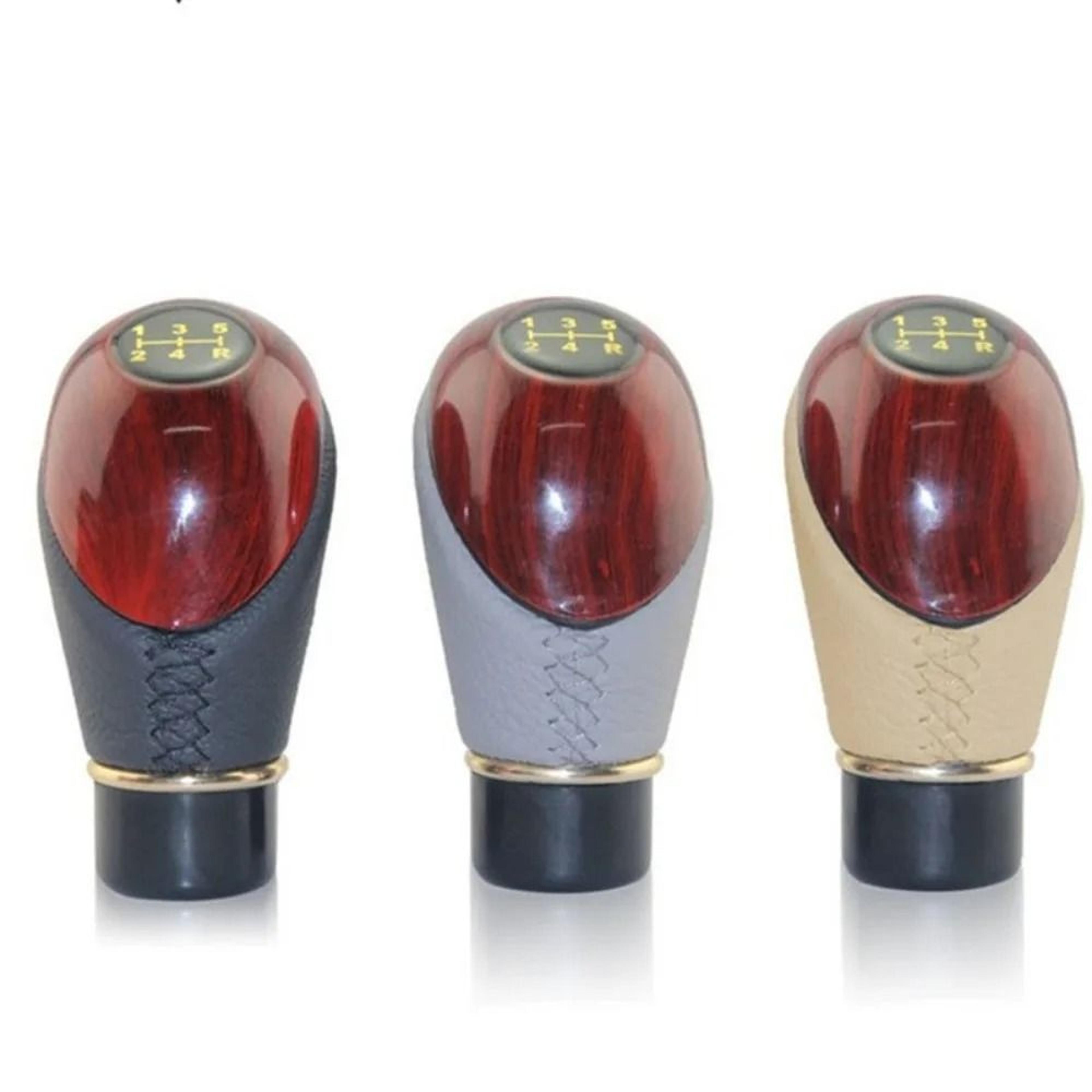 universal wooden pu leather 5-speed shift knob for cars & trucks
