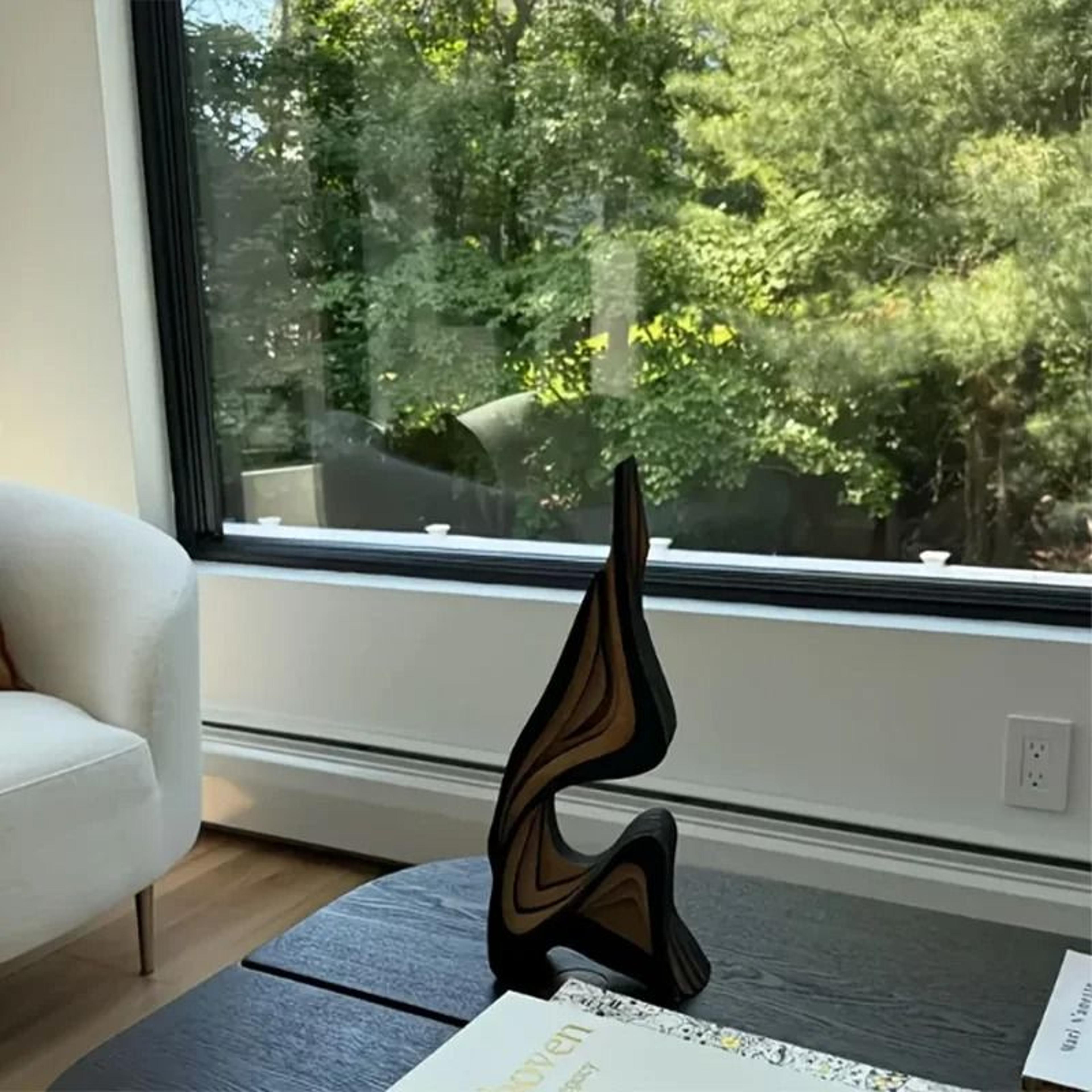 Abstract Wooden Curved Sculpture Decor For Bookshelves  Desktops 4