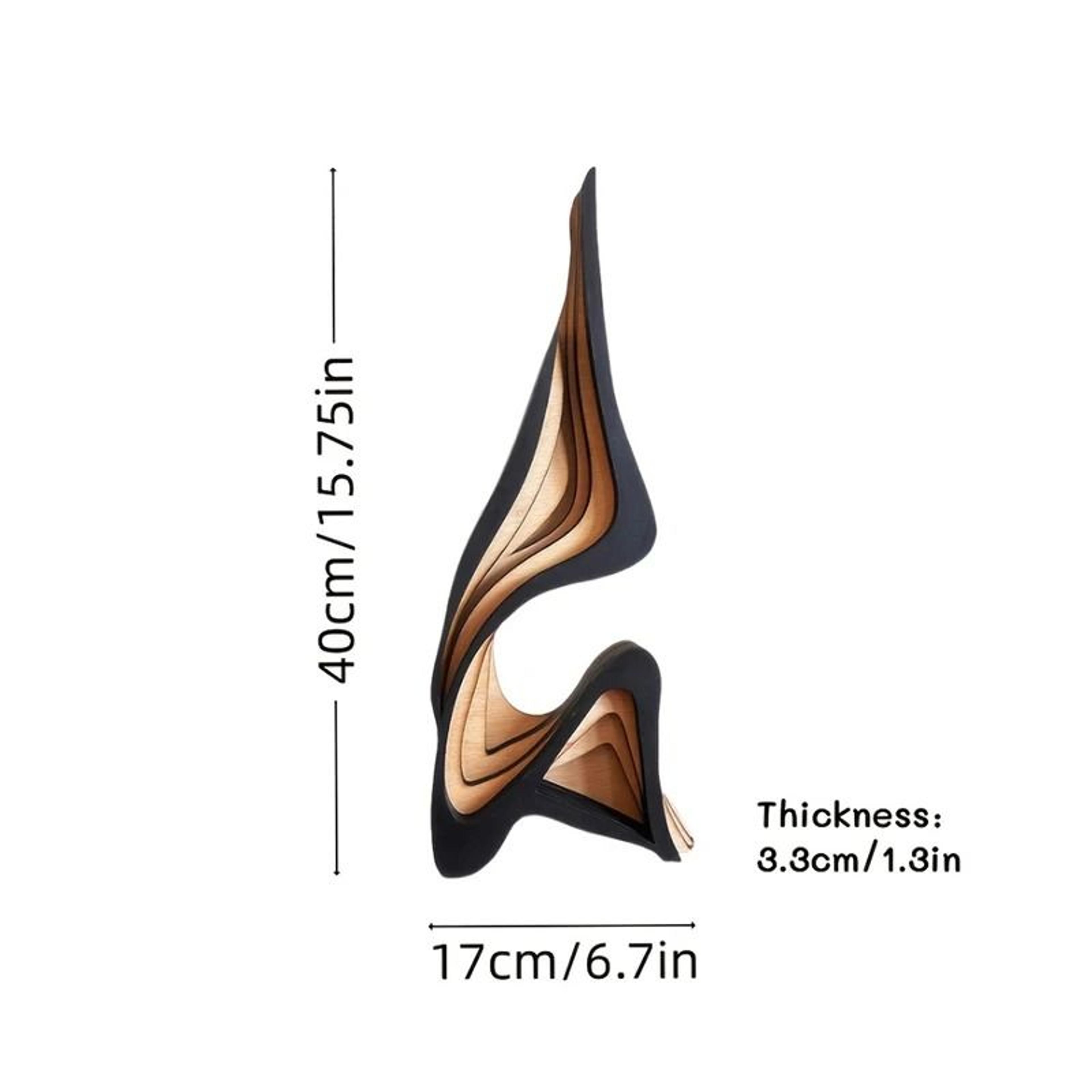 Abstract Wooden Curved Sculpture Decor For Bookshelves  Desktops 6