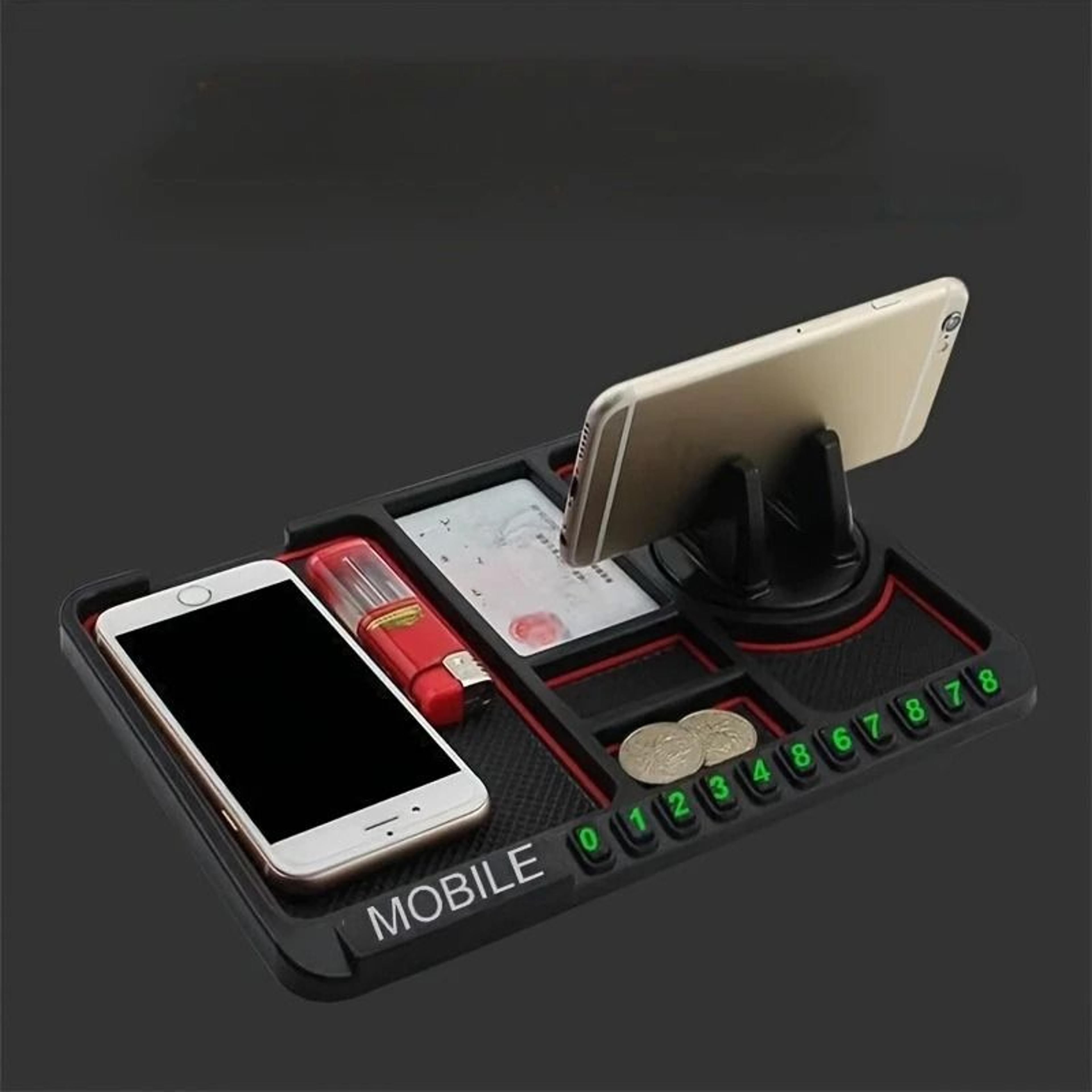 Multifunction Car Dashboard Pad With Phone Stand And Parking Number Display 1