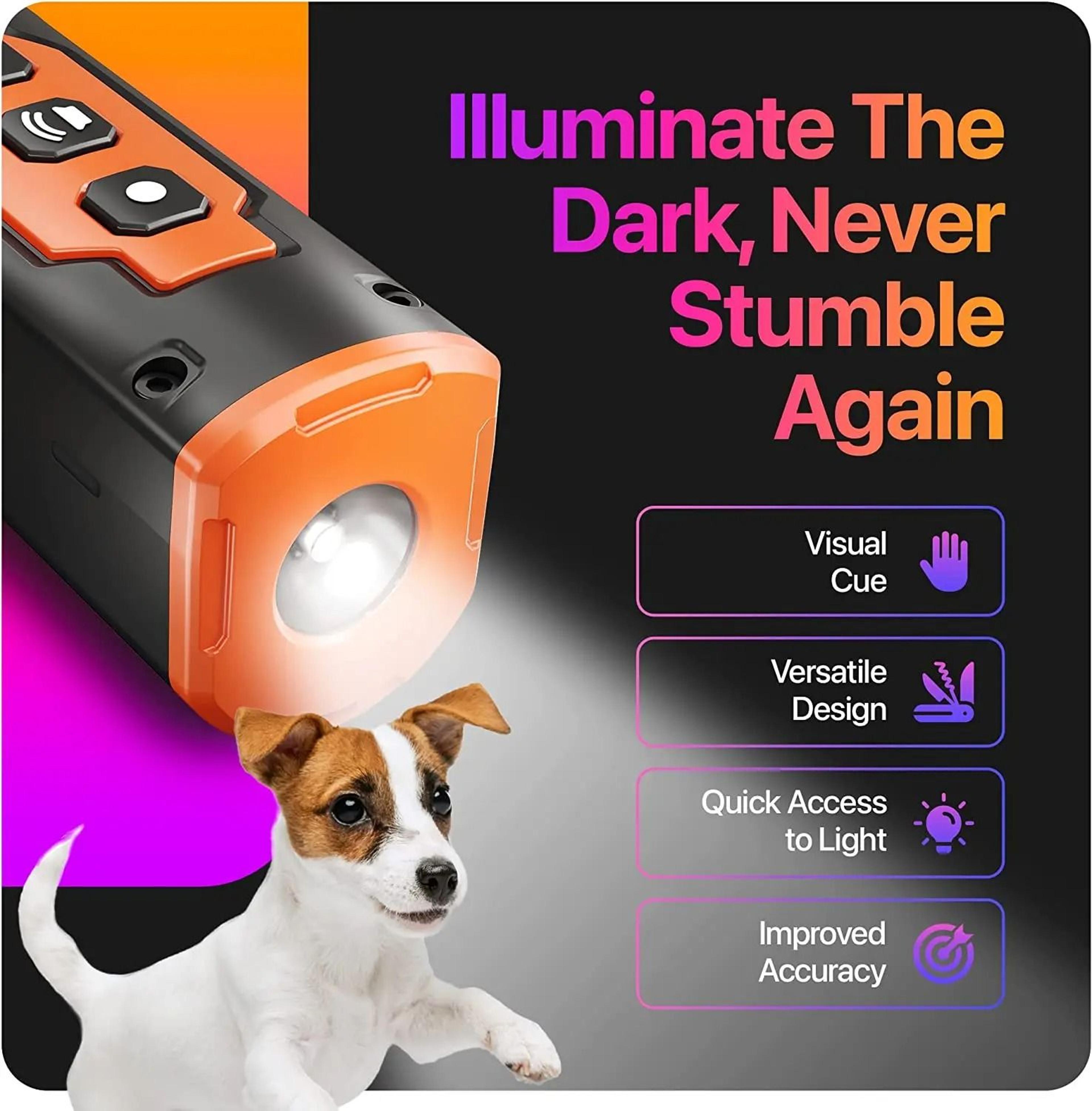 Rechargeable Ultrasonic Dog Bark Deterrent  Training Device With LED Flashlight 3