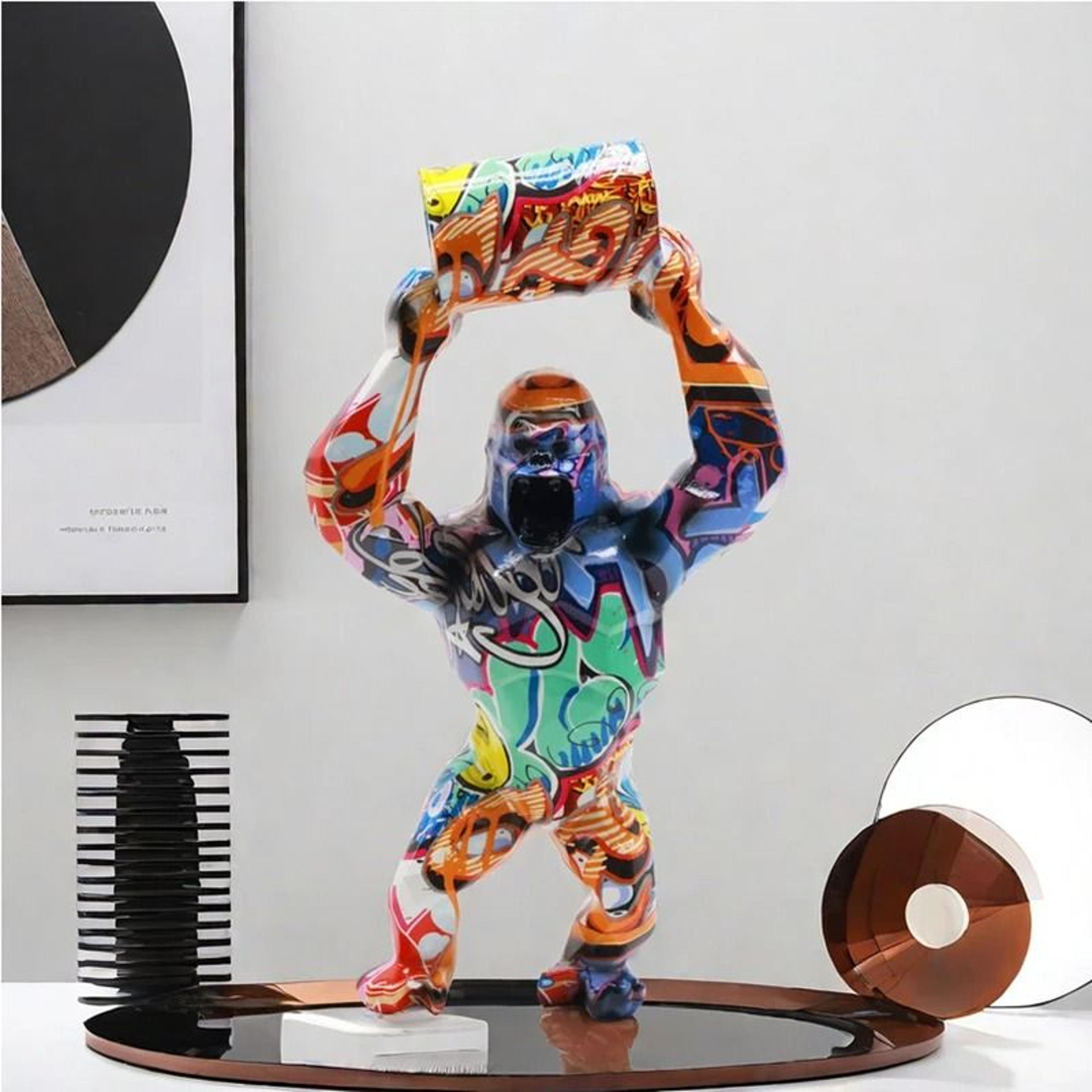 creative resin gorilla bucket statue modern living room & shelf decor