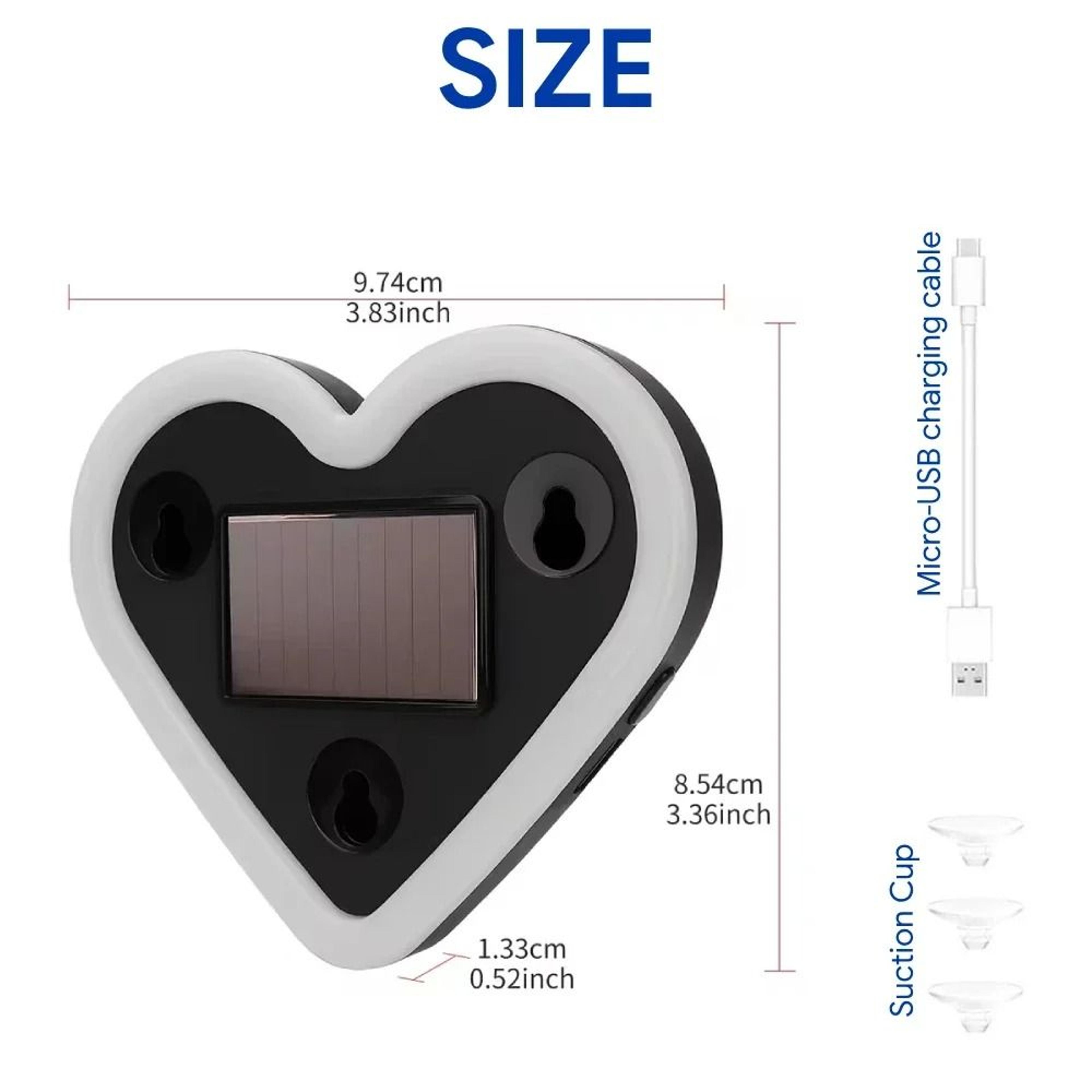 Heart Shape Solar LED Ambient Light For Car Interior Decor 2