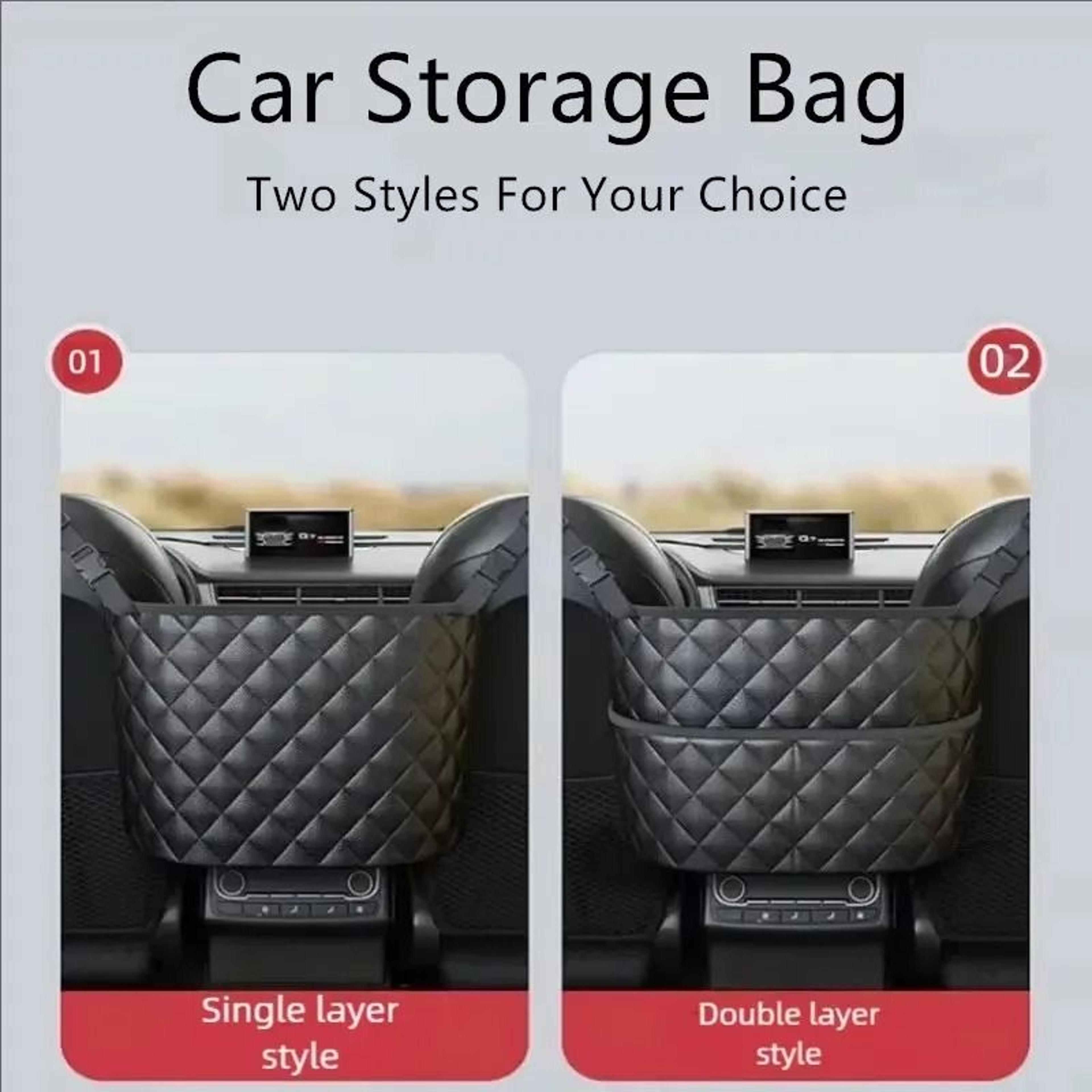 Large Capacity Car Middle Seat Storage Net Organizer Bag 0