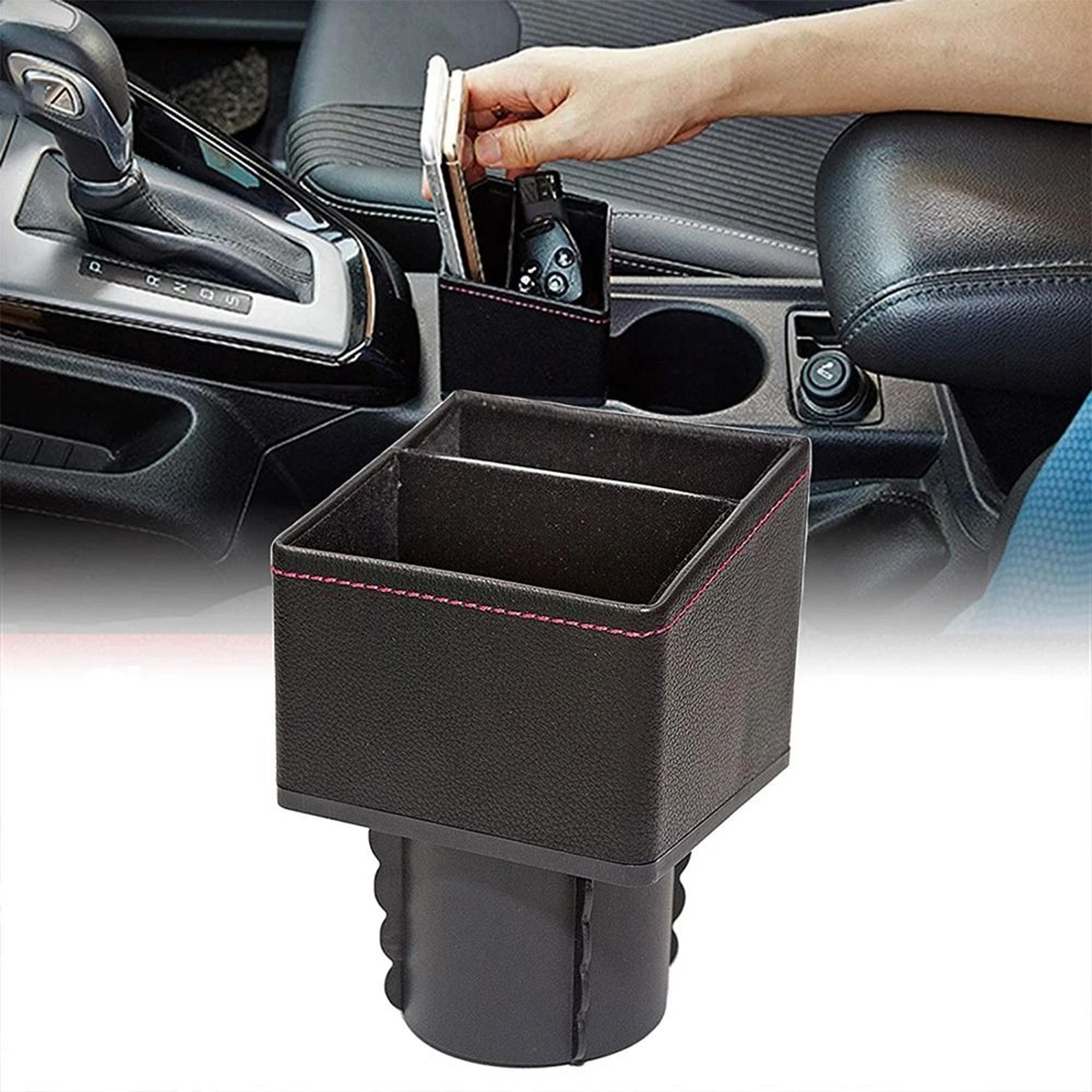 pu leather car center console storage organizer with phone & coin holder