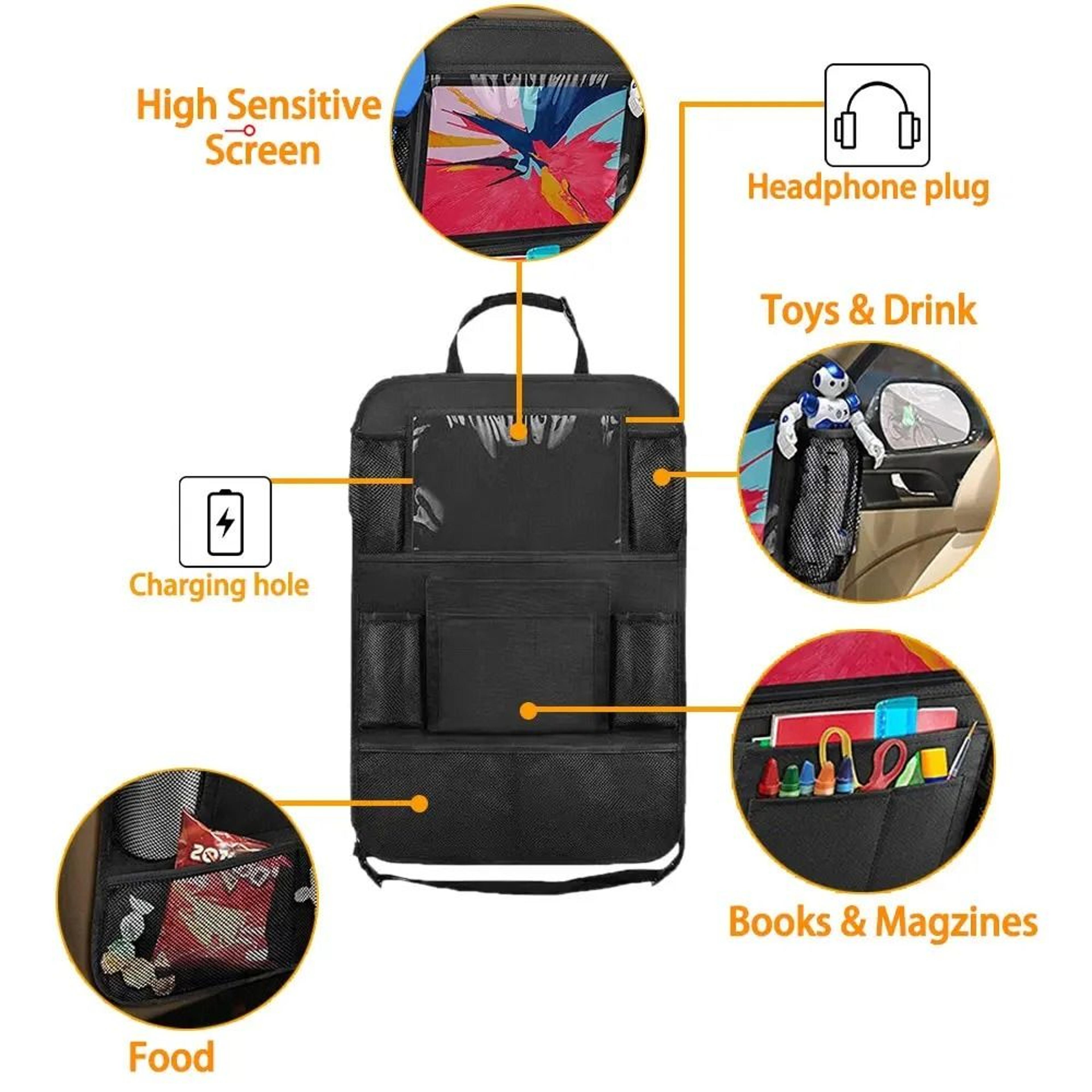 Universal Car Back Seat Organizer With Touch Screen Tablet Holder 5