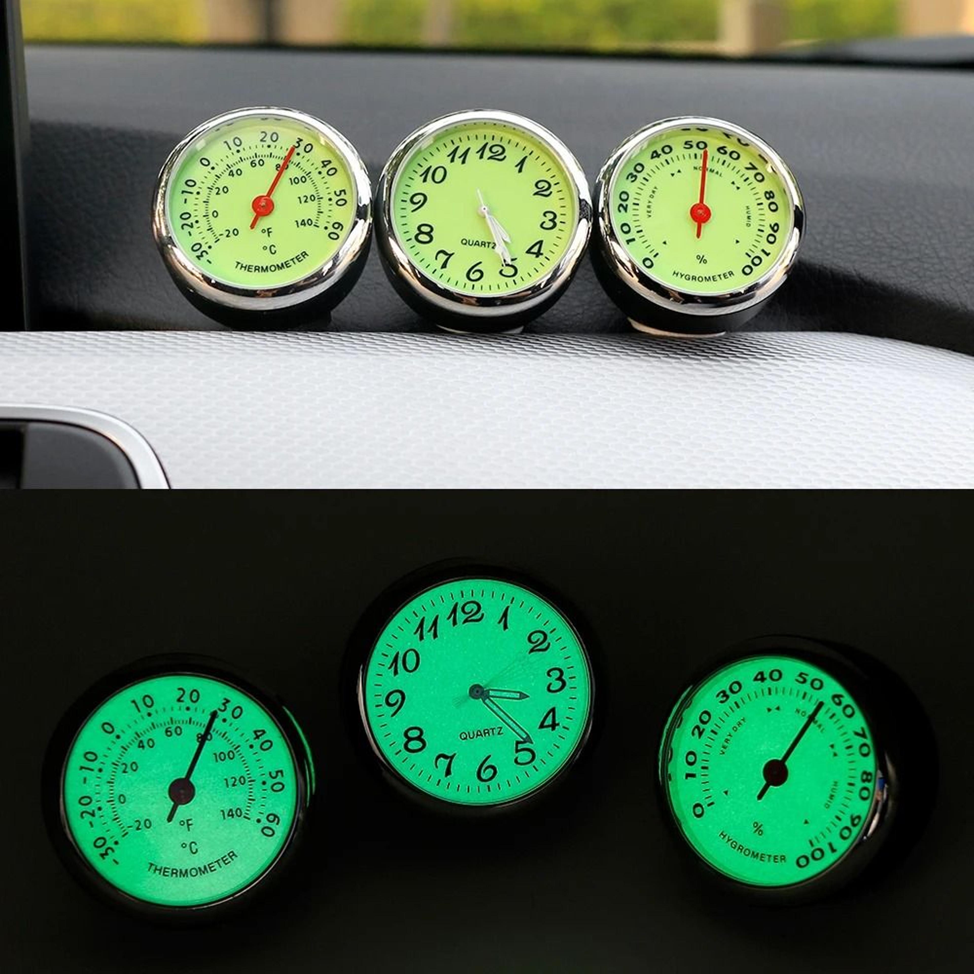 luminous car dashboard clock thermometer & hygrometer ornament