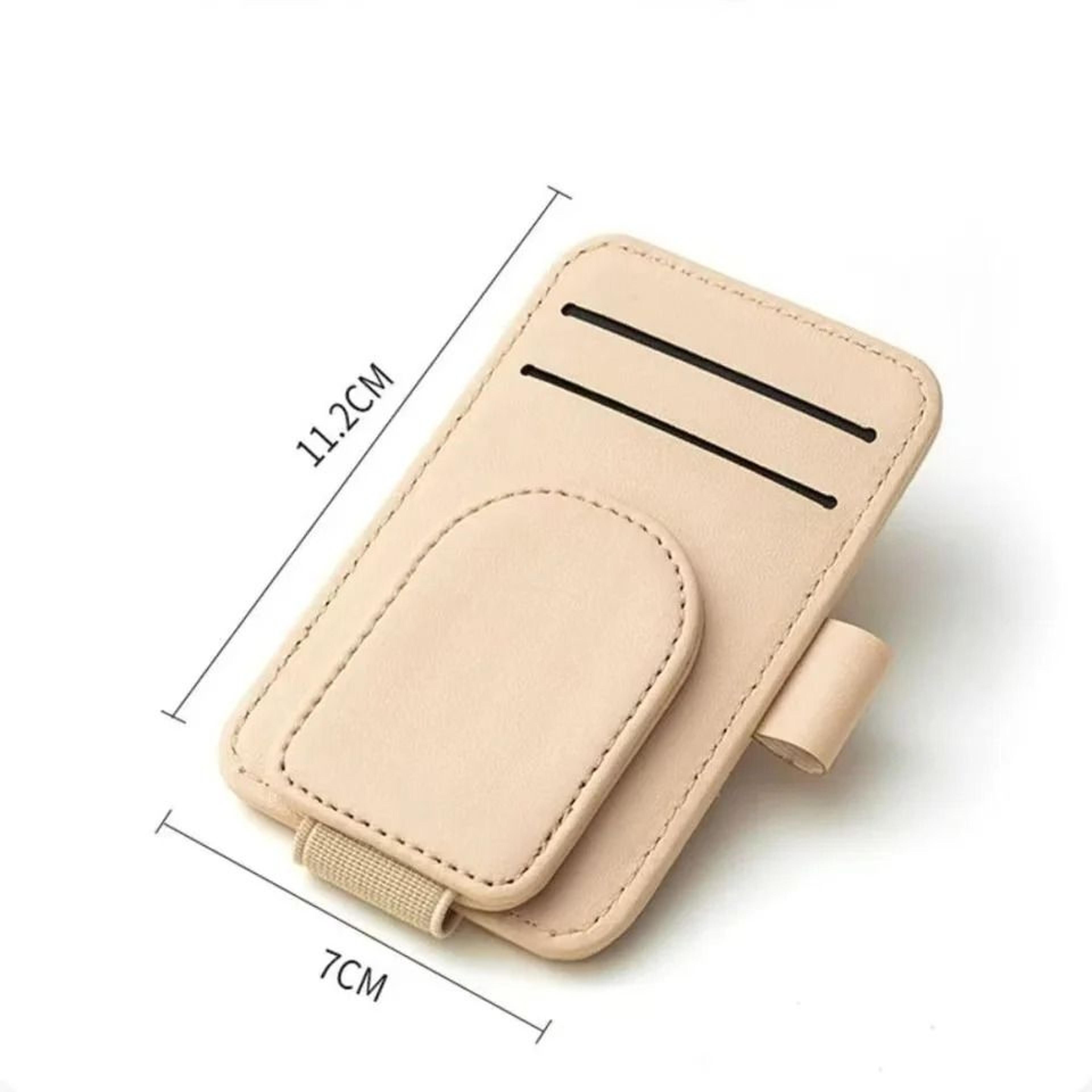 Multifunction Leather Car Sunglasses Holder Clip For Sun Visor Storage 5