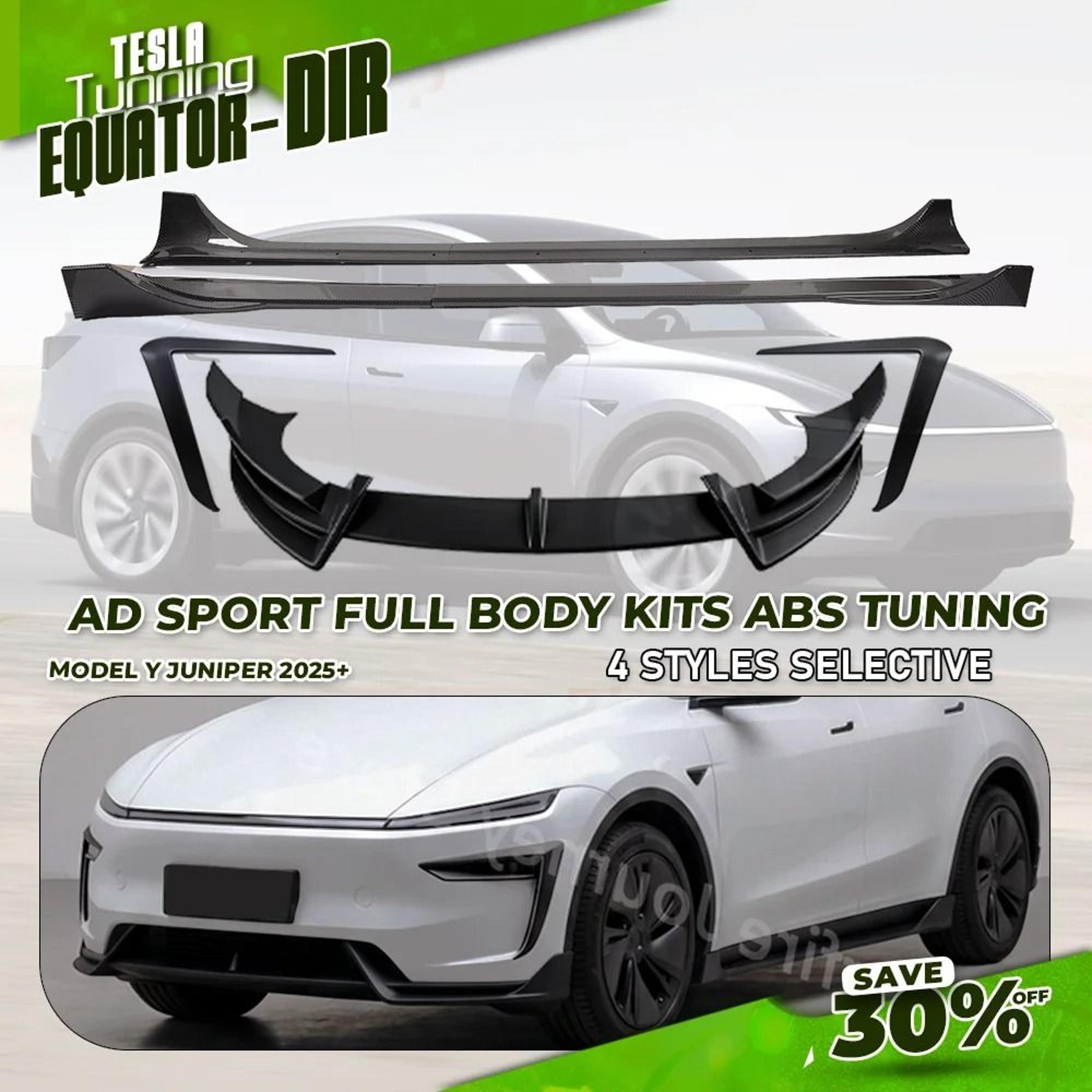 AD Gloss Black Front Lip  Side Skirt Body Kit For Tesla Model Y Juniper 2025 1