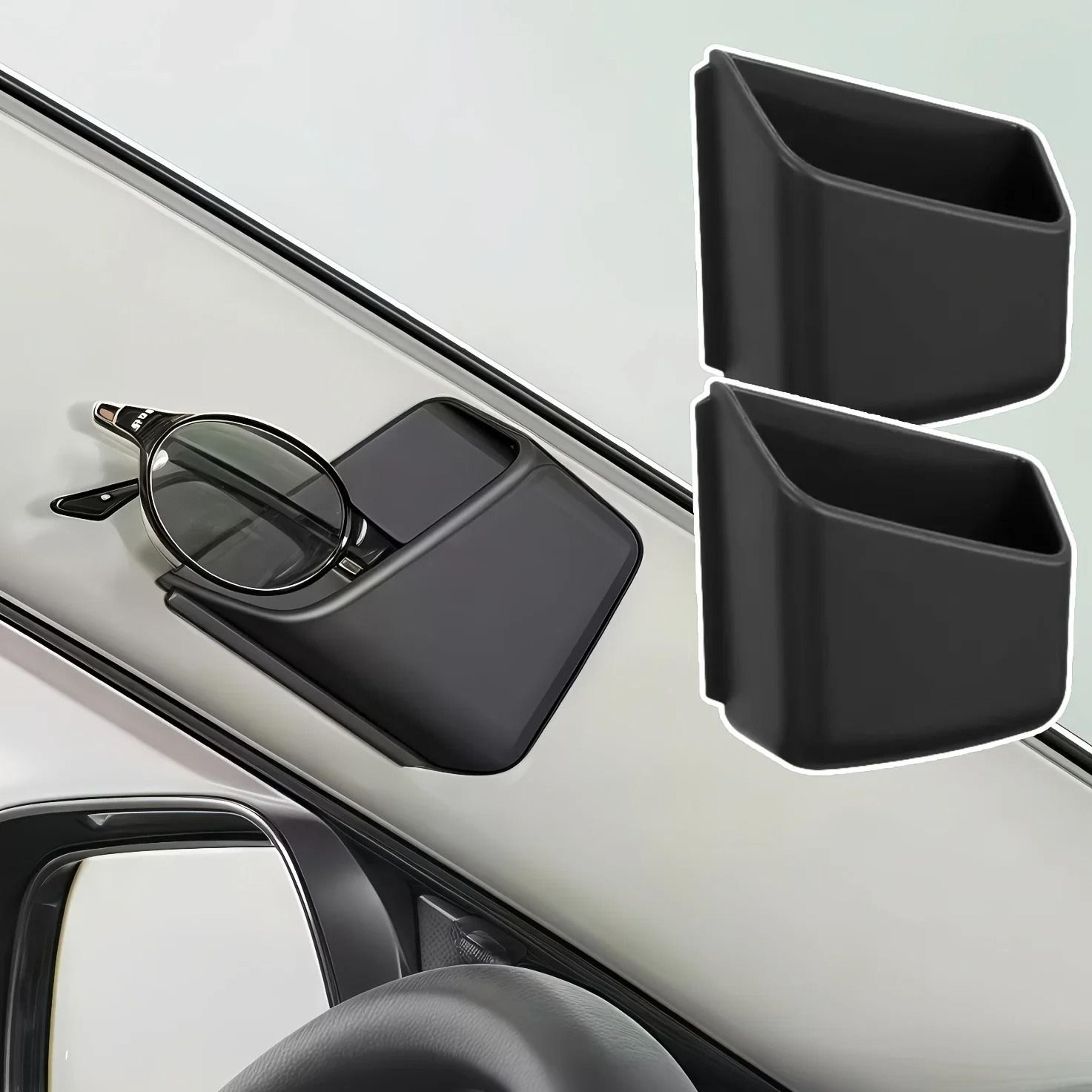 fashionable dual compartment car organizer for glasses & phone storage