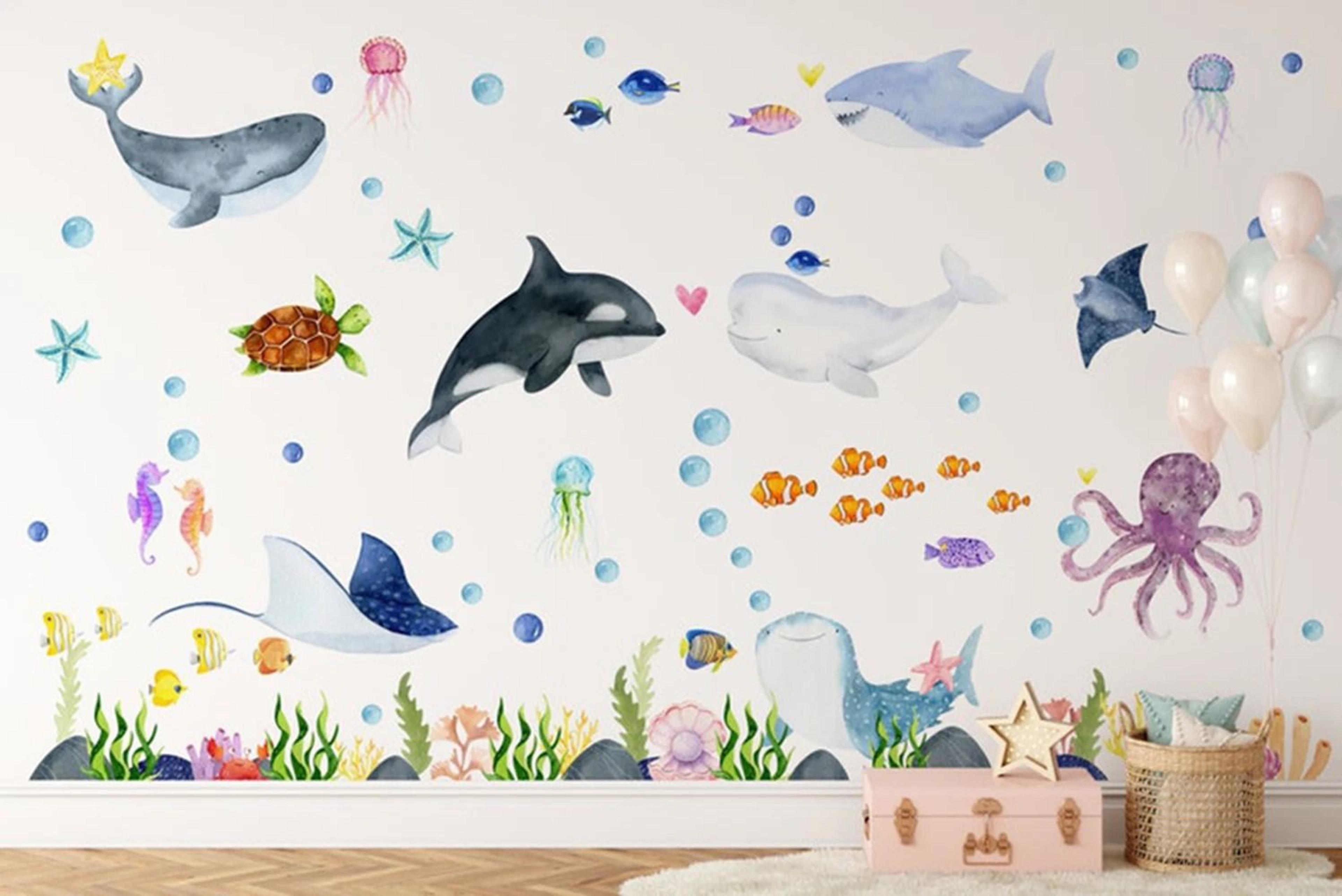 ocean animal wall stickers for baby nursery & kids undersea bedroom decor