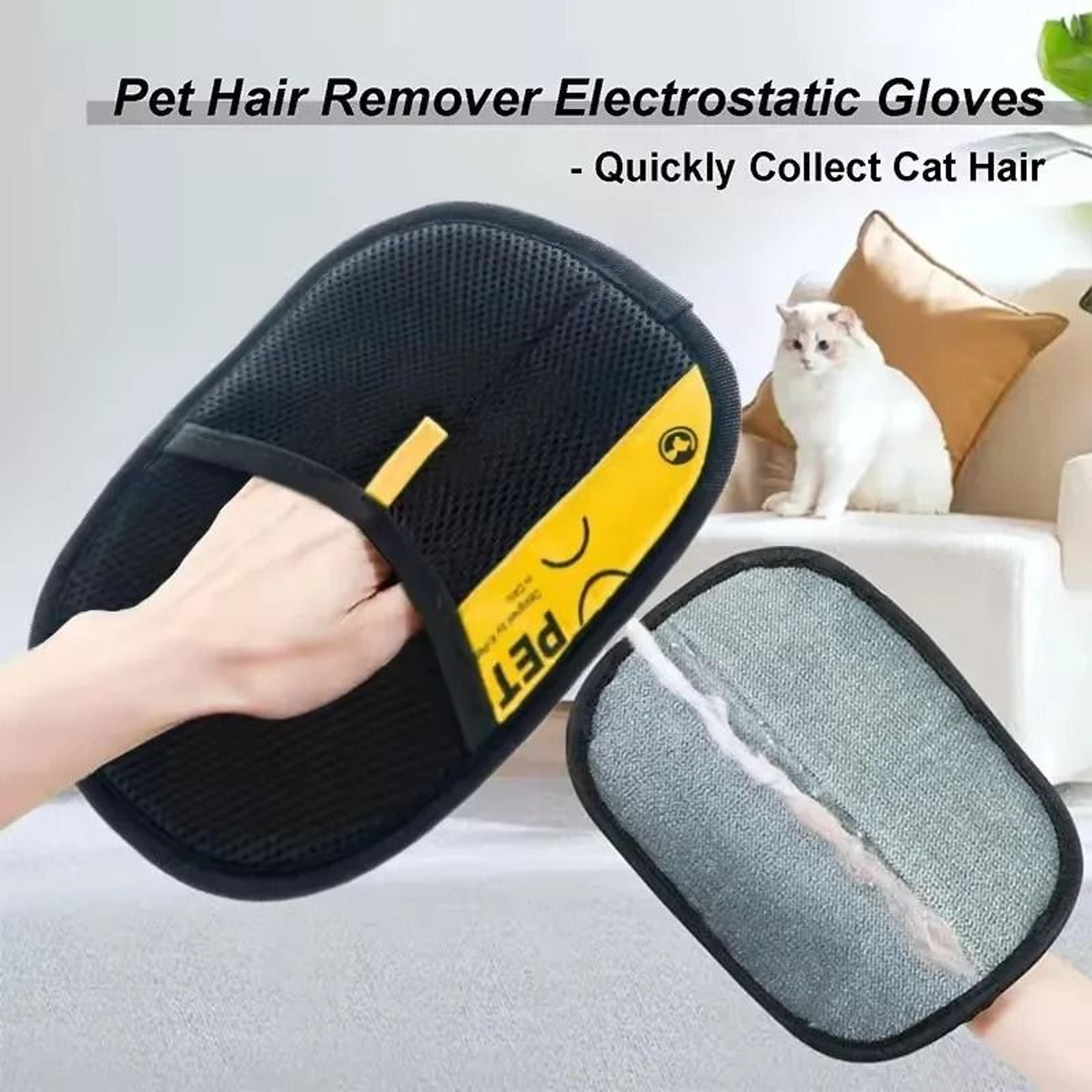 Reusable Electrostatic Pet Hair Remover Grooming Glove With 2in1 Lint Roller 2