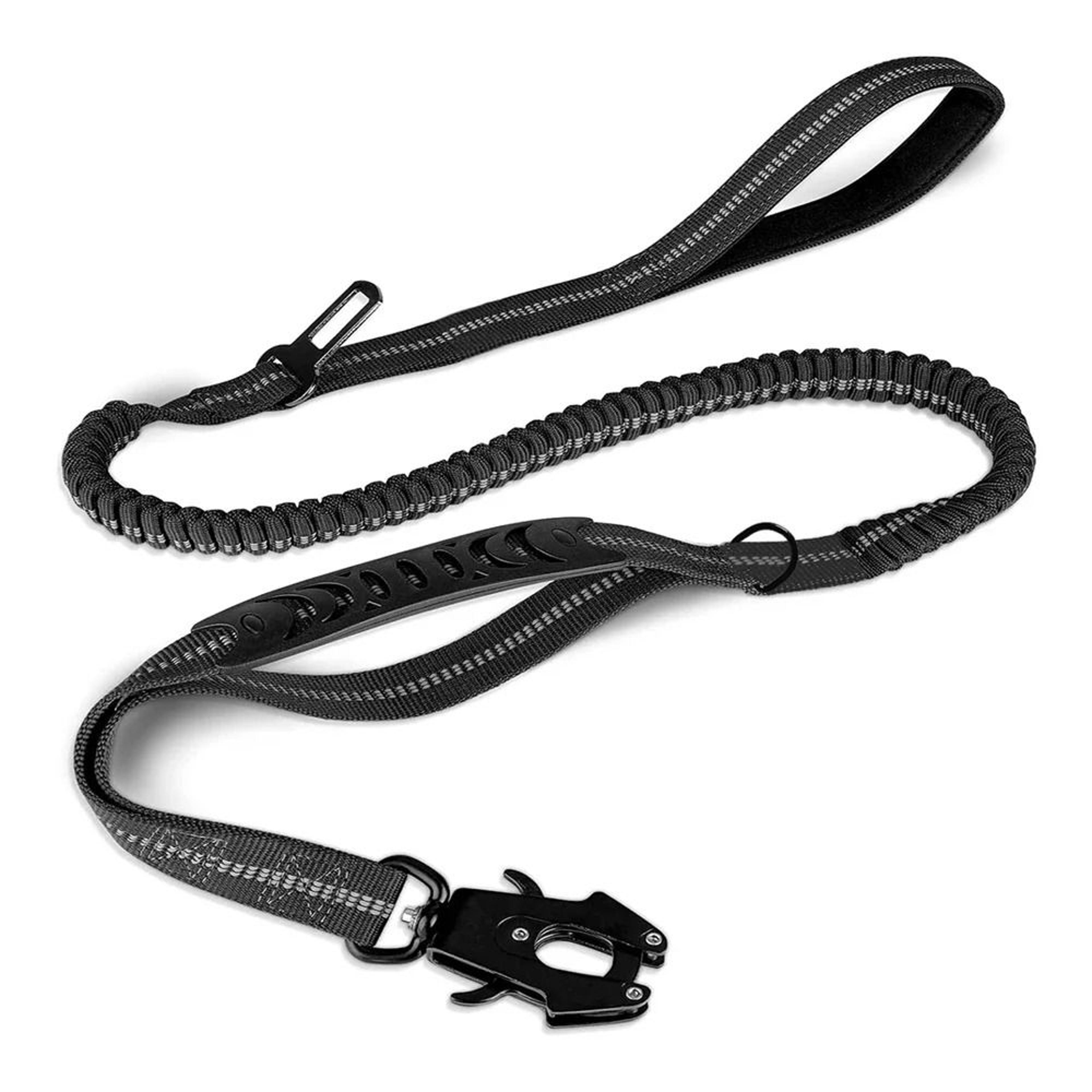 Reflective Tactical Bungee Dog Leash With Car Seatbelt Clip 8
