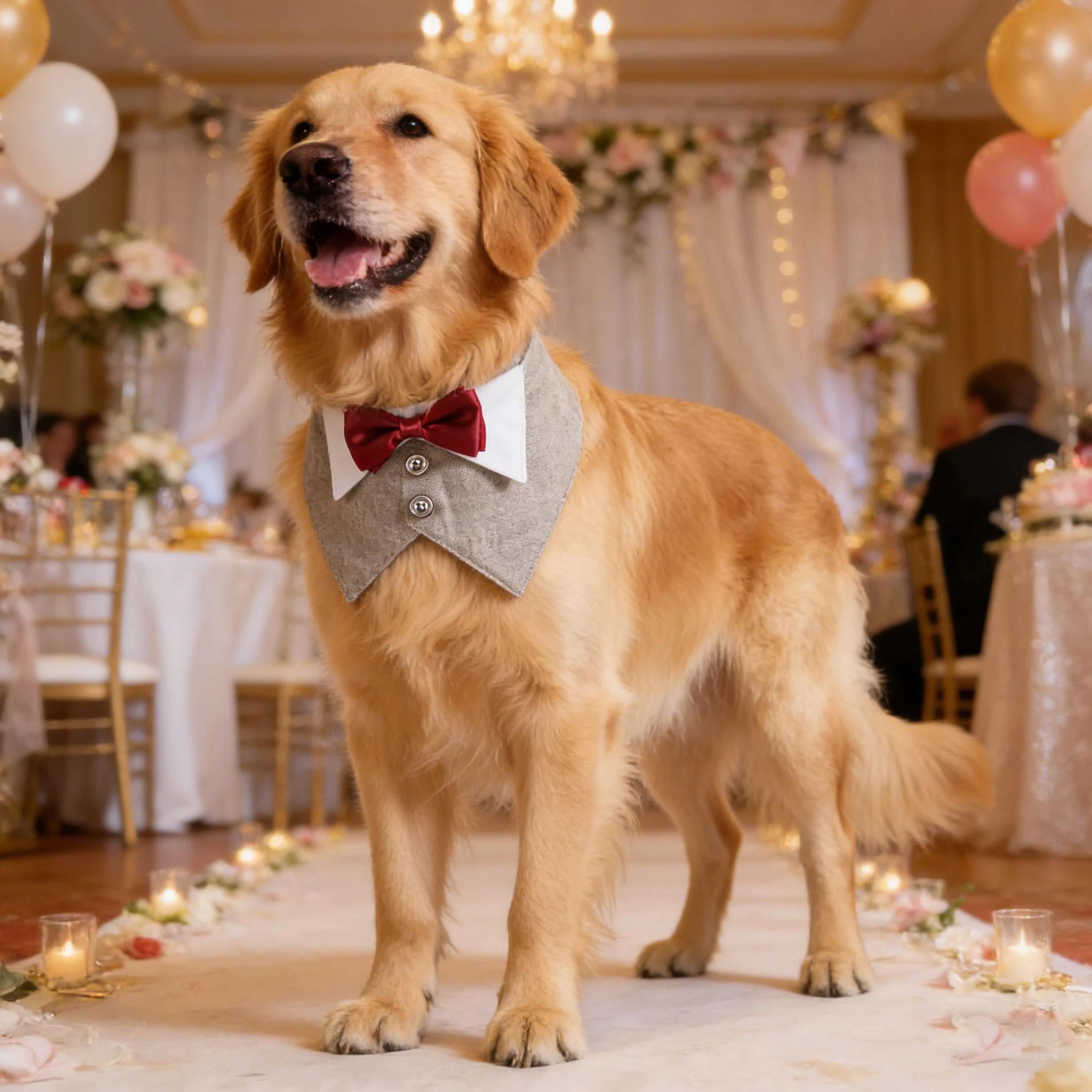 Formal Dog Tuxedo Bandana Collar With Bow Tie For Weddings  Parties 2